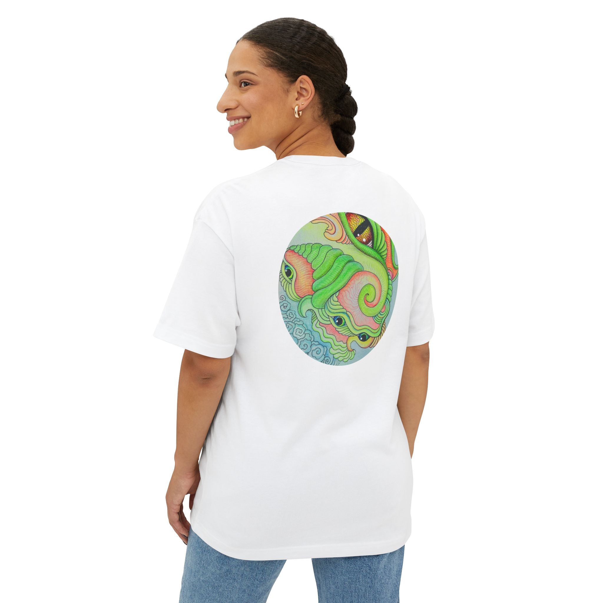 Psychedelic Triangle & Circle Graphic Tee — Retro Swirl Art T-Shirt #gr9523