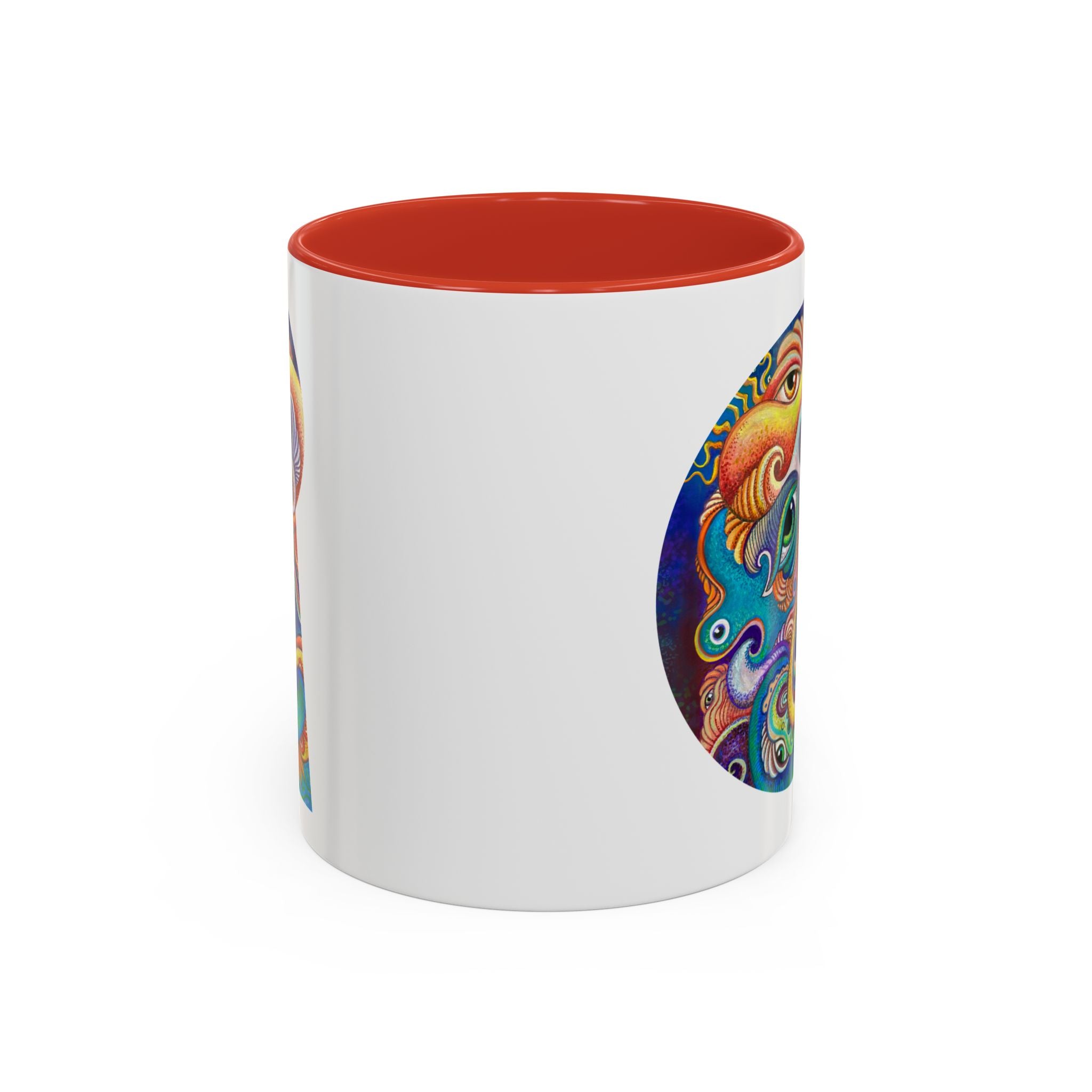 Colorful Abstract Fish Circle Mug | Accent Coffee Mug