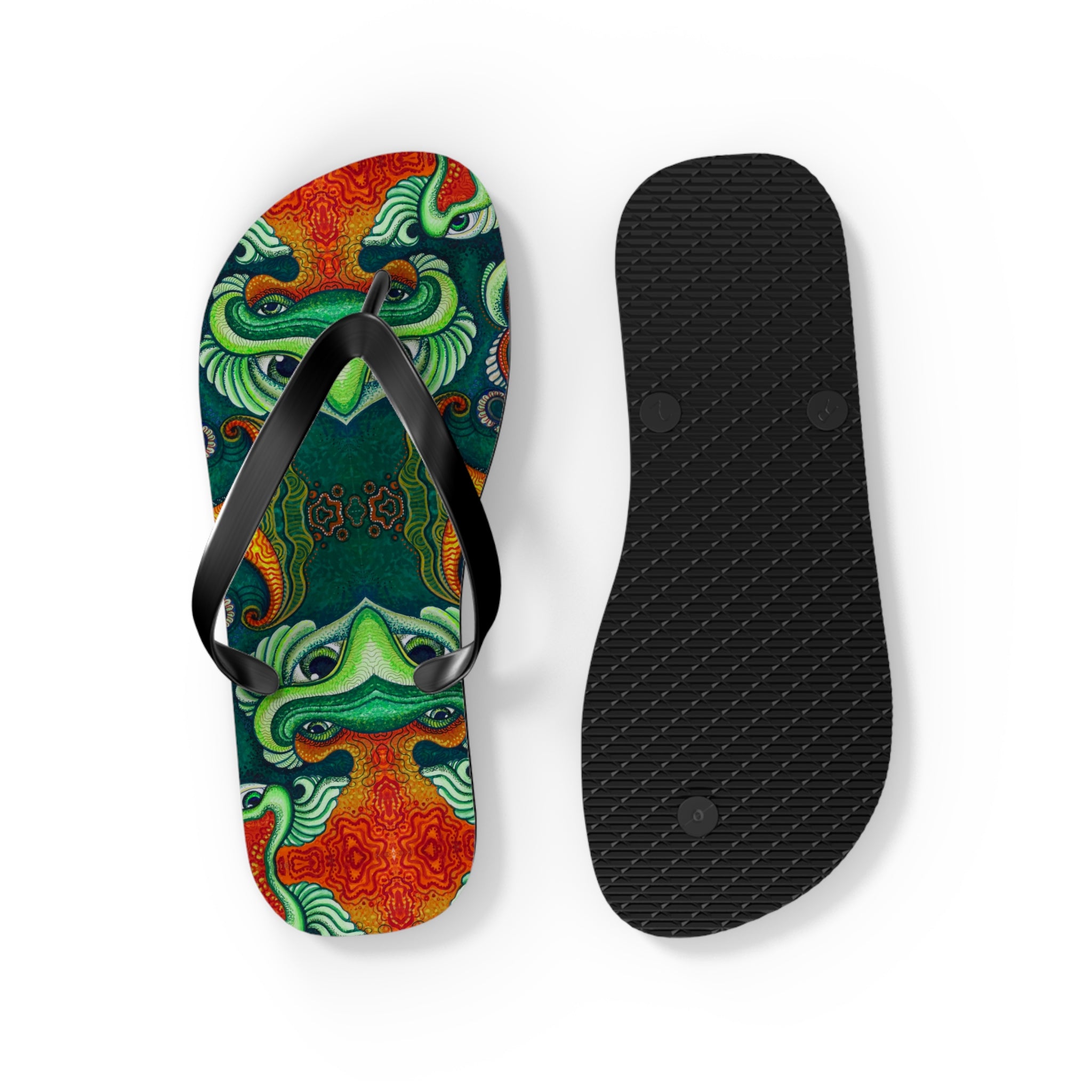 Tiki Mask Flip Flops — Tropical Tribal Beach Sandals #hj9753246