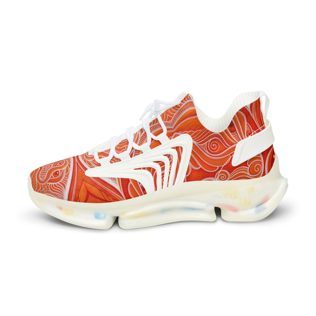 Men's Orange Swirl Mesh Sneakers – Lightweight Athletic Shoes #h974689