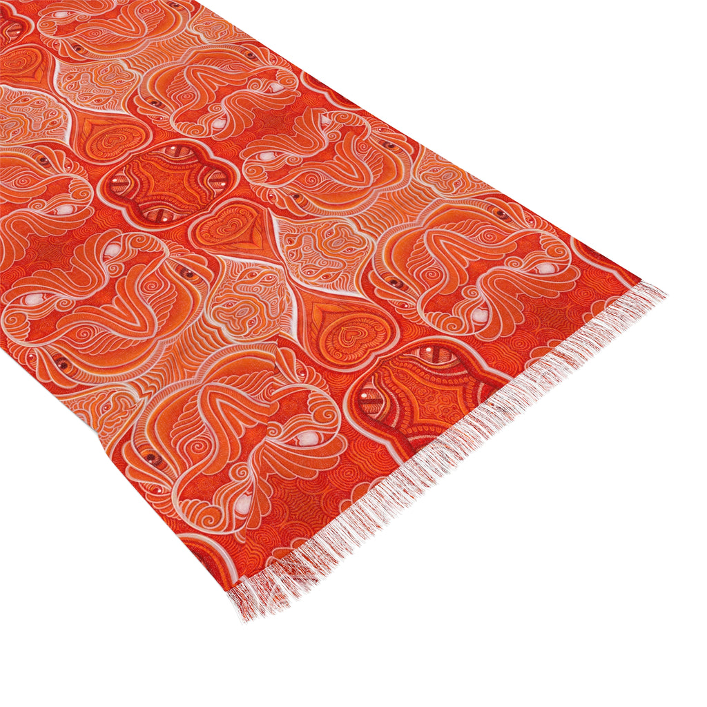 Light Scarf - Coral Orange Abstract Patterned Lightweight Scarf #g753578