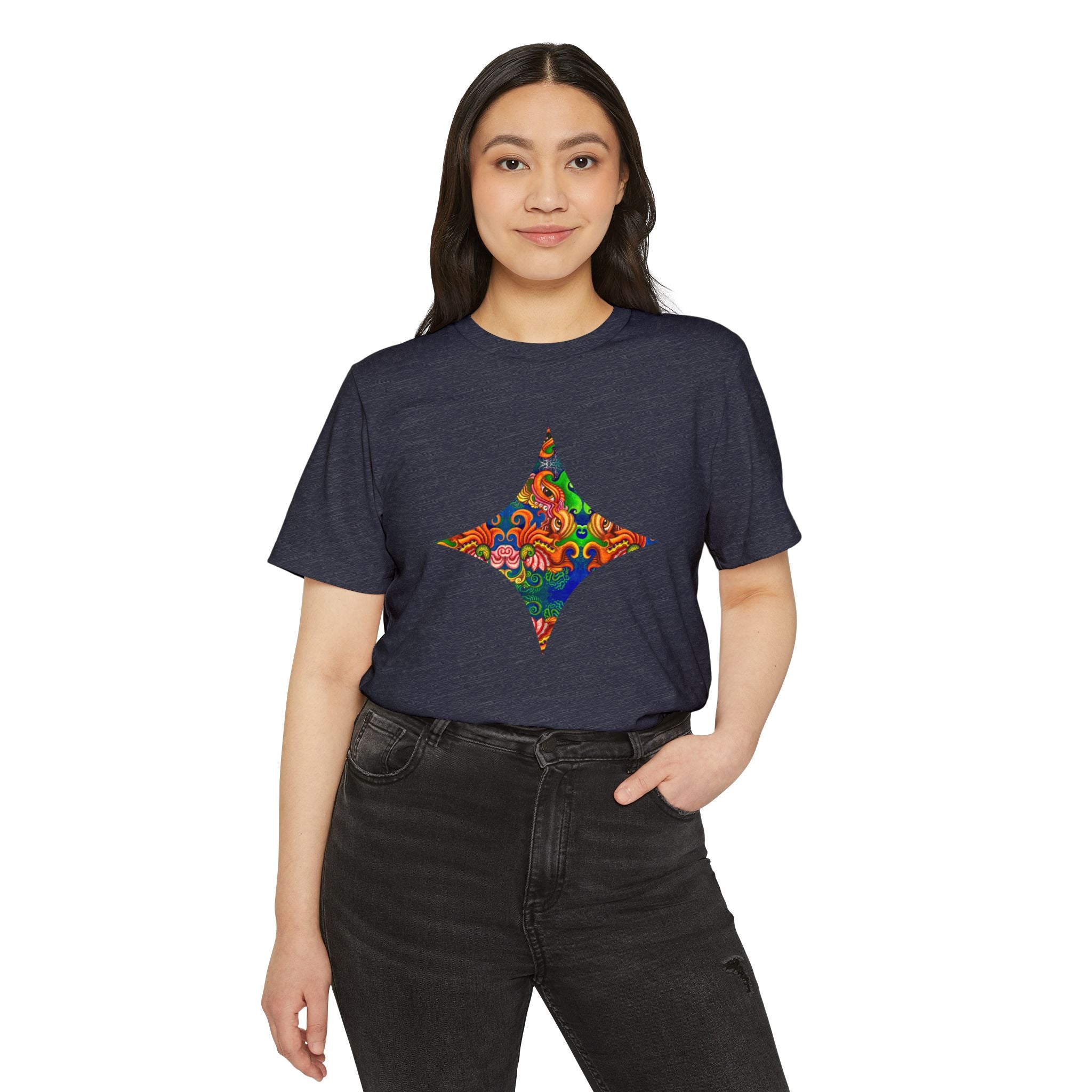 Psychedelic Floral Diamond T‑Shirt — Colorful Retro Pattern Tee #oigr88443