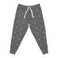 Black & White Geometric Pattern Joggers — All-Over-Print Athletic Pants #h98647