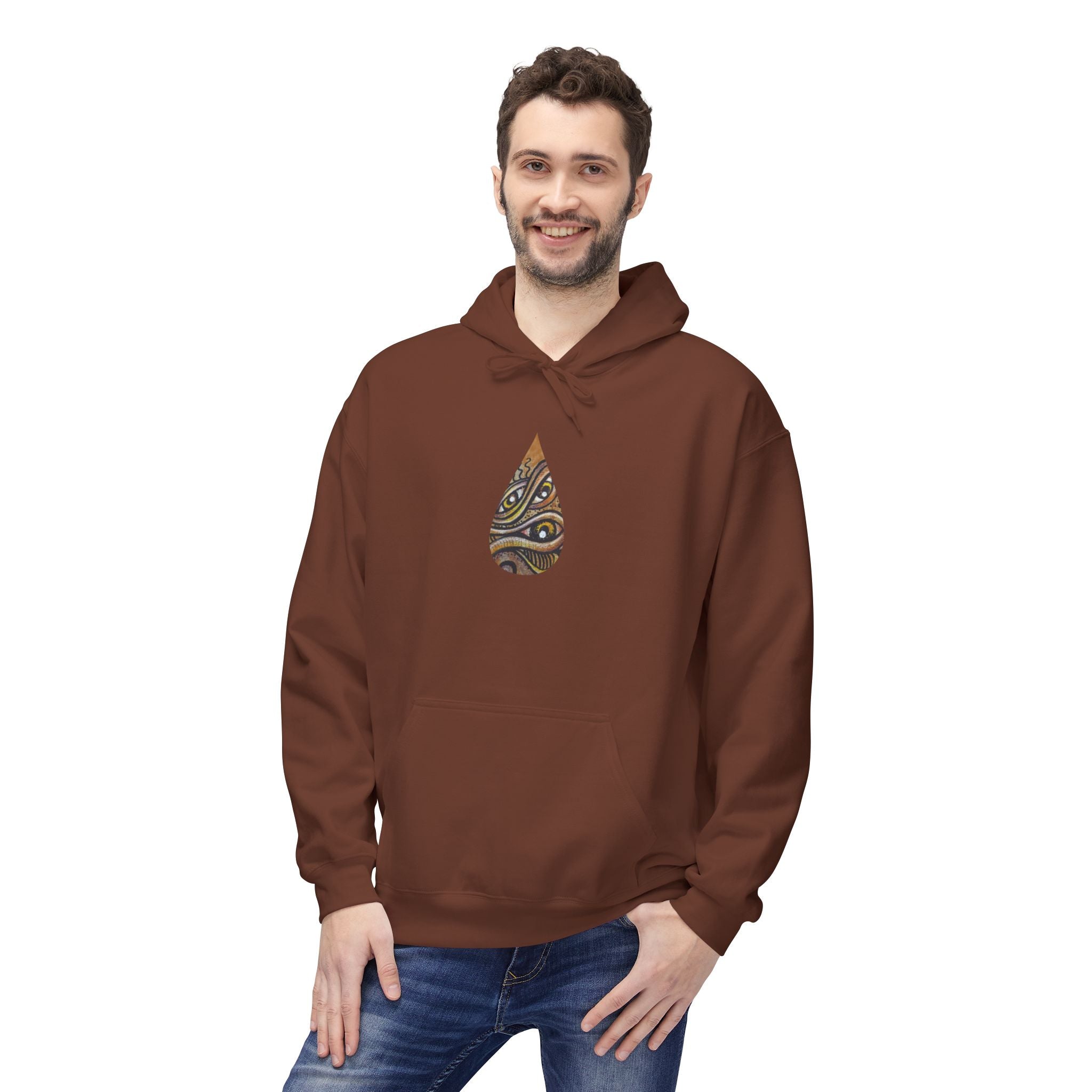 Leaf Pattern Hoodie — Boho Tribal Feather Design Pullover #f8635678