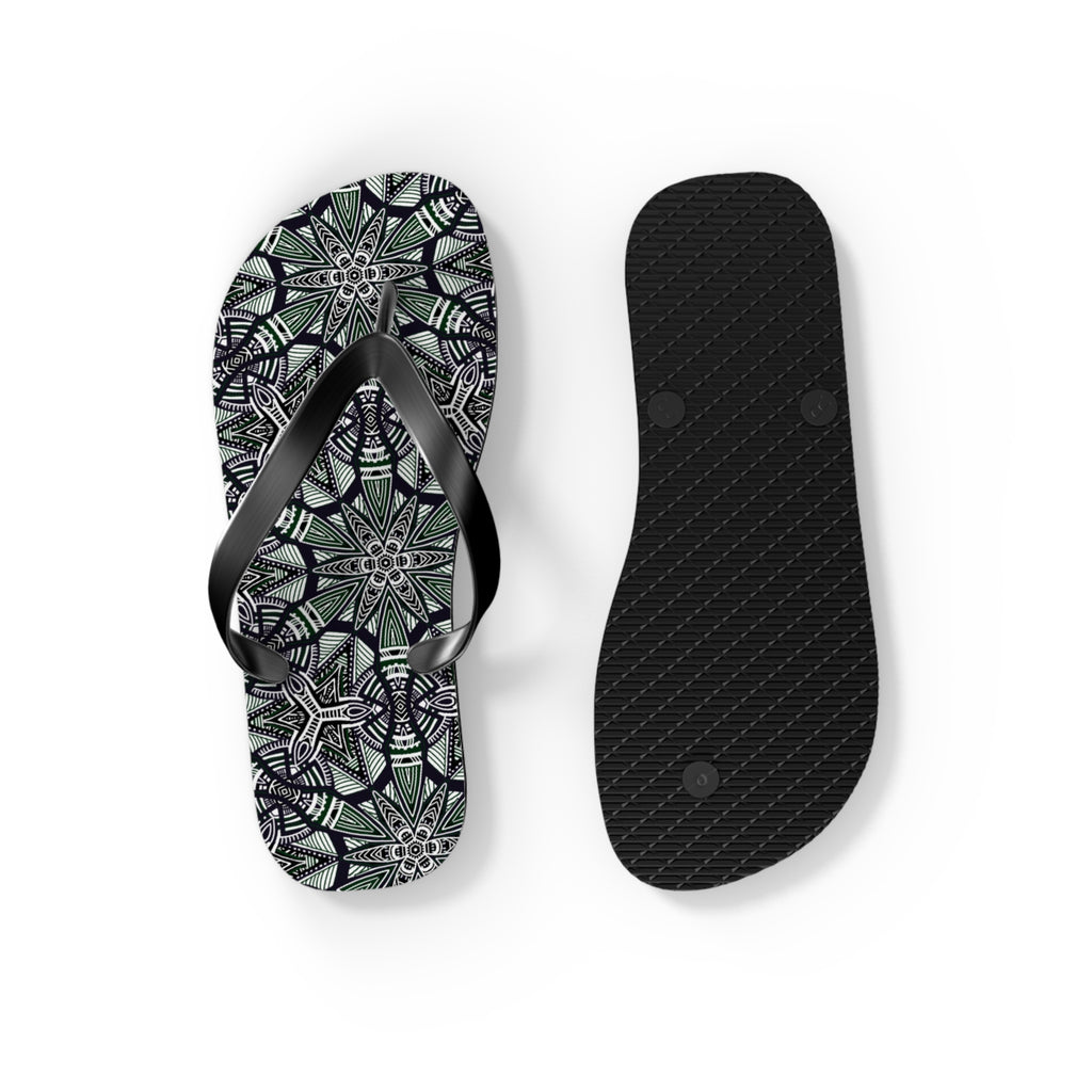 Mandala Kaleidoscope Flip Flops — Patterned Summer Beach Sandals #h976479