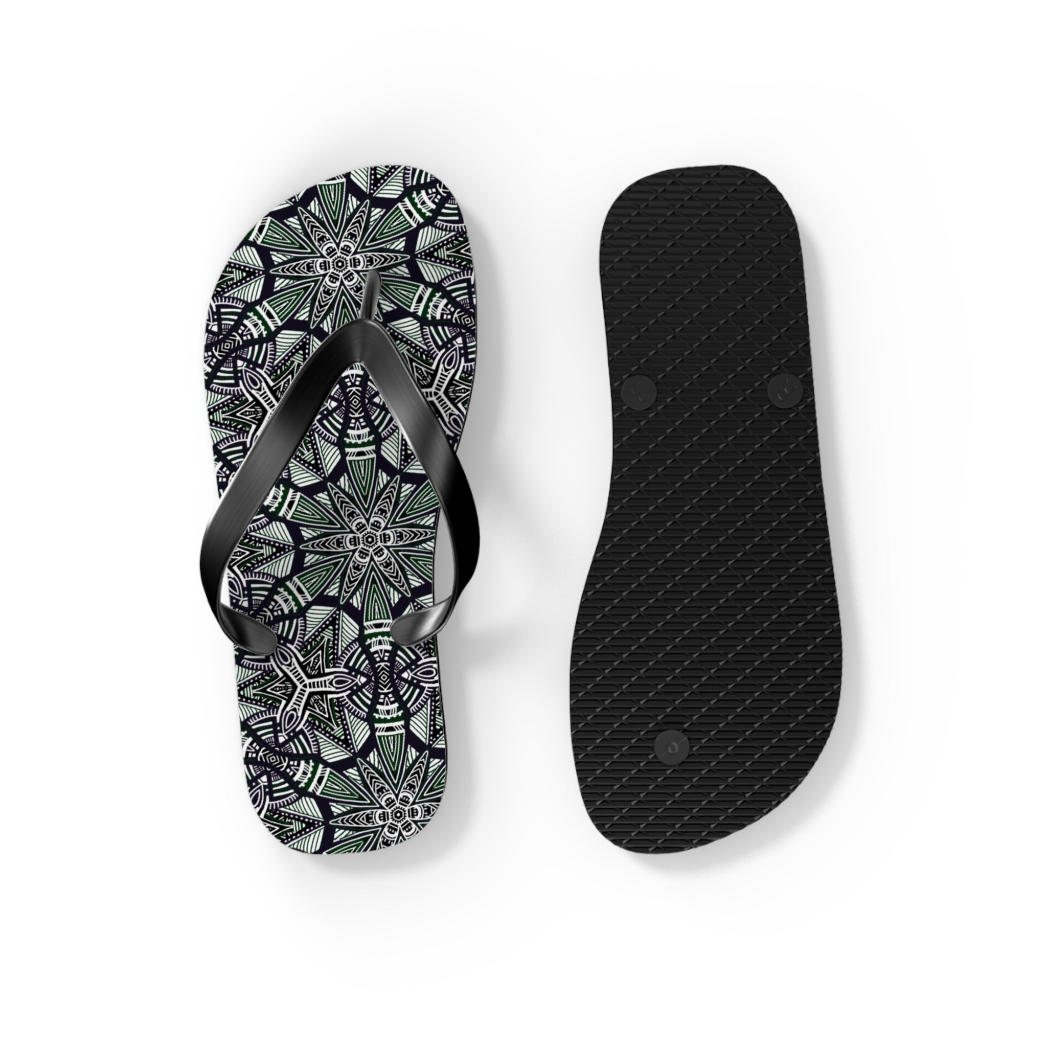 Mandala Kaleidoscope Flip Flops — Patterned Summer Beach Sandals #h976479