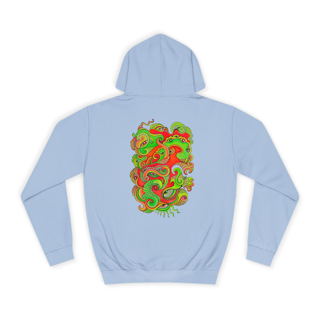 Psychedelic Swirl Hoodie — Retro Green & Red Abstract Graphic #f987456