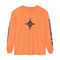 Psychedelic Starburst Long Sleeve Tee — Colorful Eye & Sleeve Stripe Design #k976344