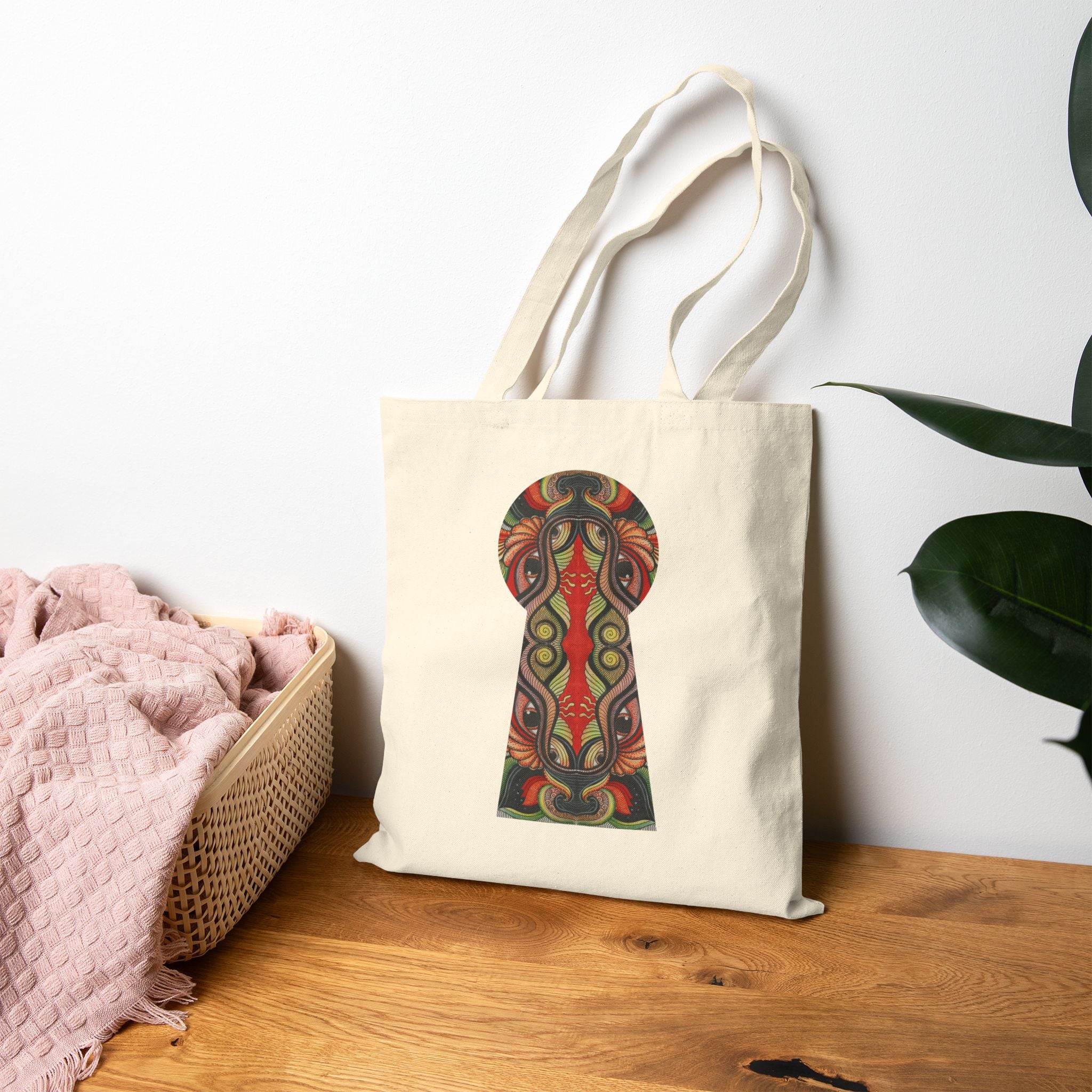 Canvas Tote — Tribal Keyhole & Triangle Art Print #r24687