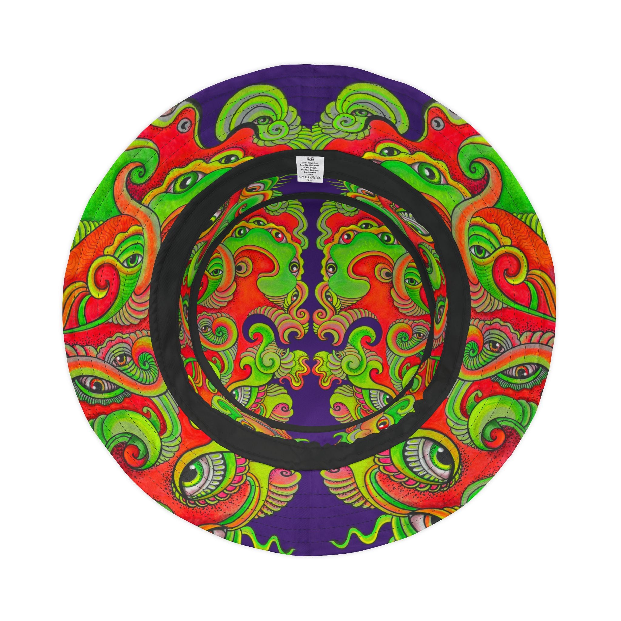 Psychedelic Paisley Bucket Hat — Vibrant Neon Swirl Festival Hat #h08754