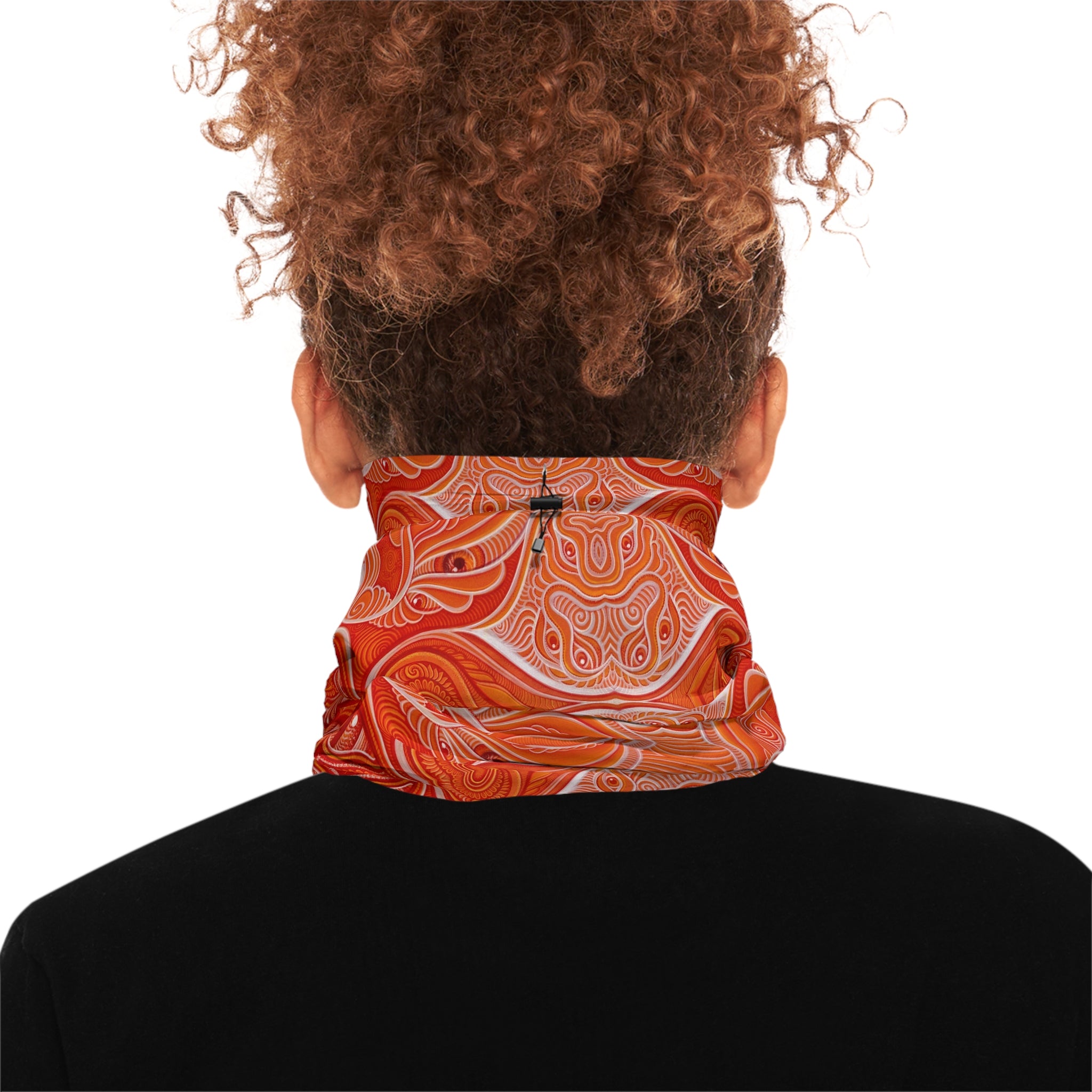 Winter Neck Gaiter — Orange Retro Wave Thermal Face Mask with Drawstring #hn984319