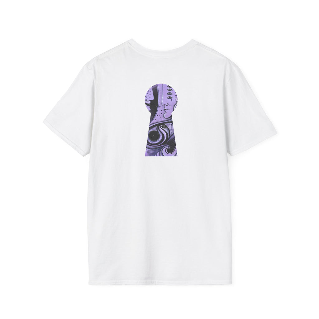 Abstract Purple Swirl Art T-Shirt | Psychedelic Keyhole Design