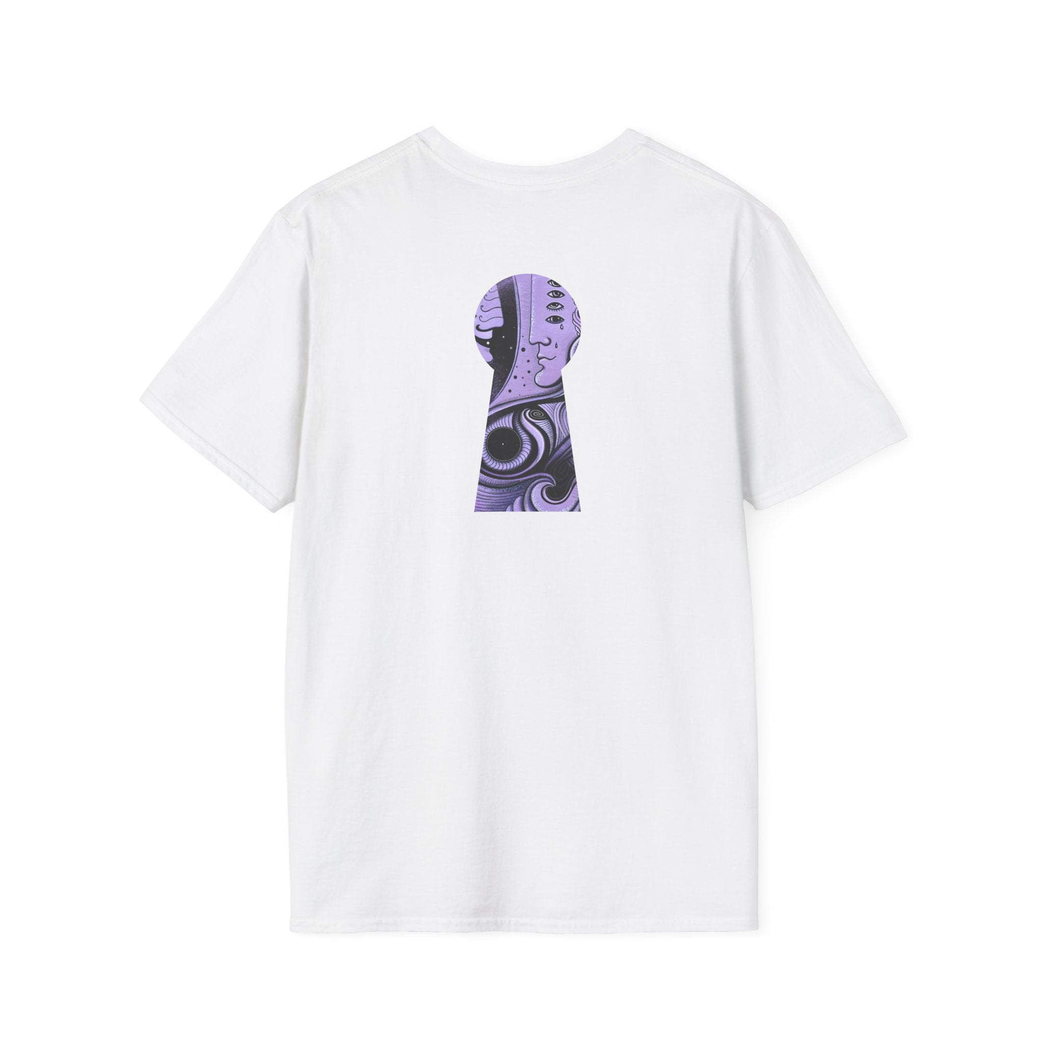 Abstract Purple Swirl Art T-Shirt | Psychedelic Keyhole Design
