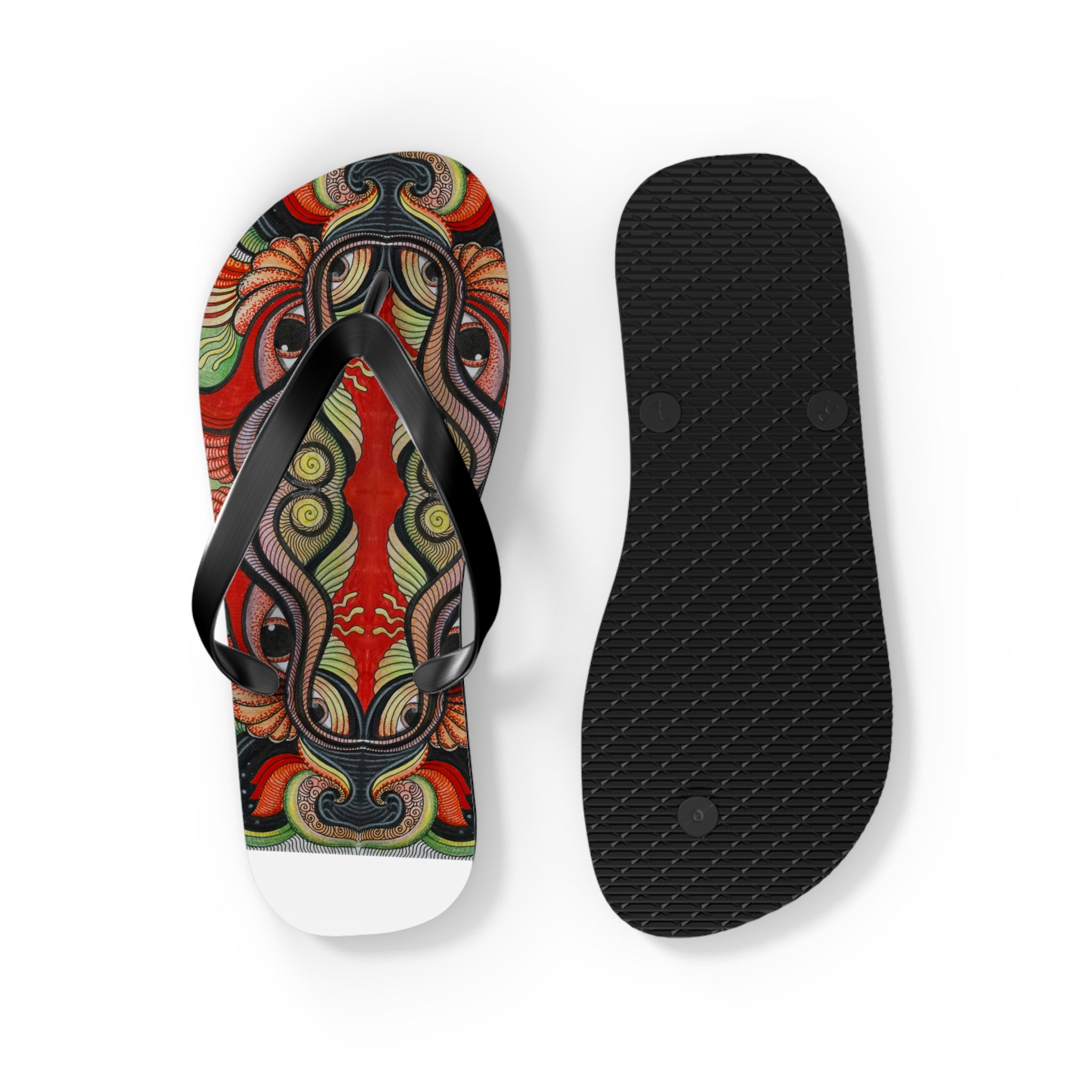 Boho Tribal Floral Flip Flops — Colorful Psychedelic Summer Sandals #f
