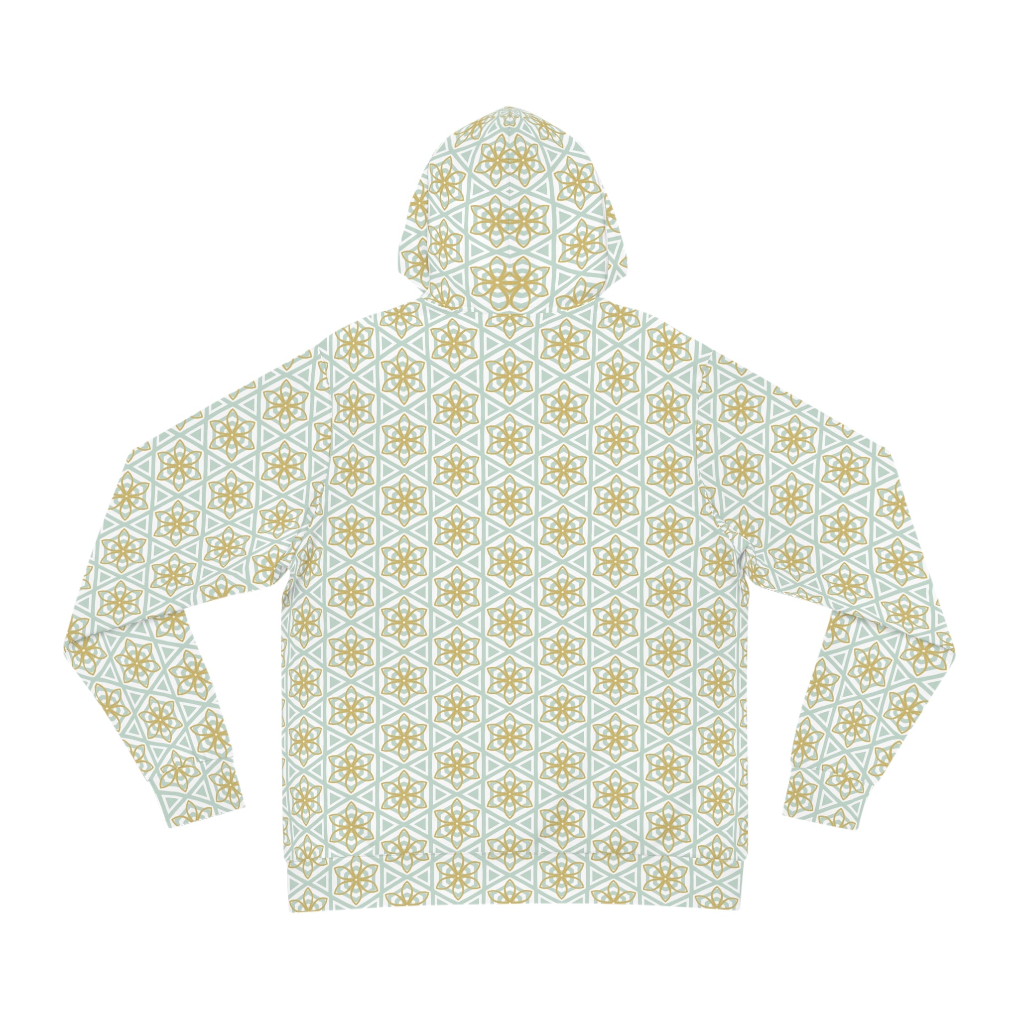 Geometric Star Pattern Hoodie — Gold & Mint All-Over Print #u356782