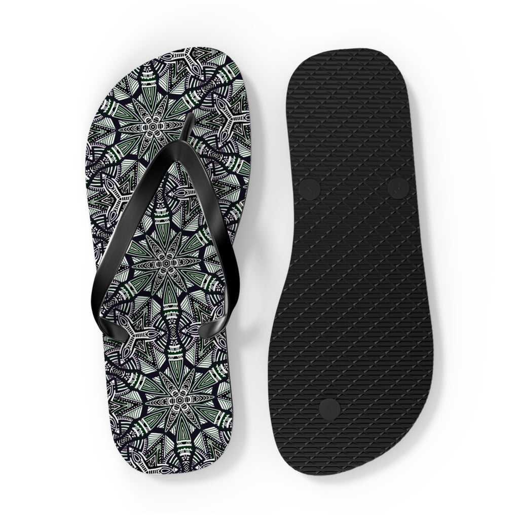 Mandala Kaleidoscope Flip Flops — Patterned Summer Beach Sandals #h976479