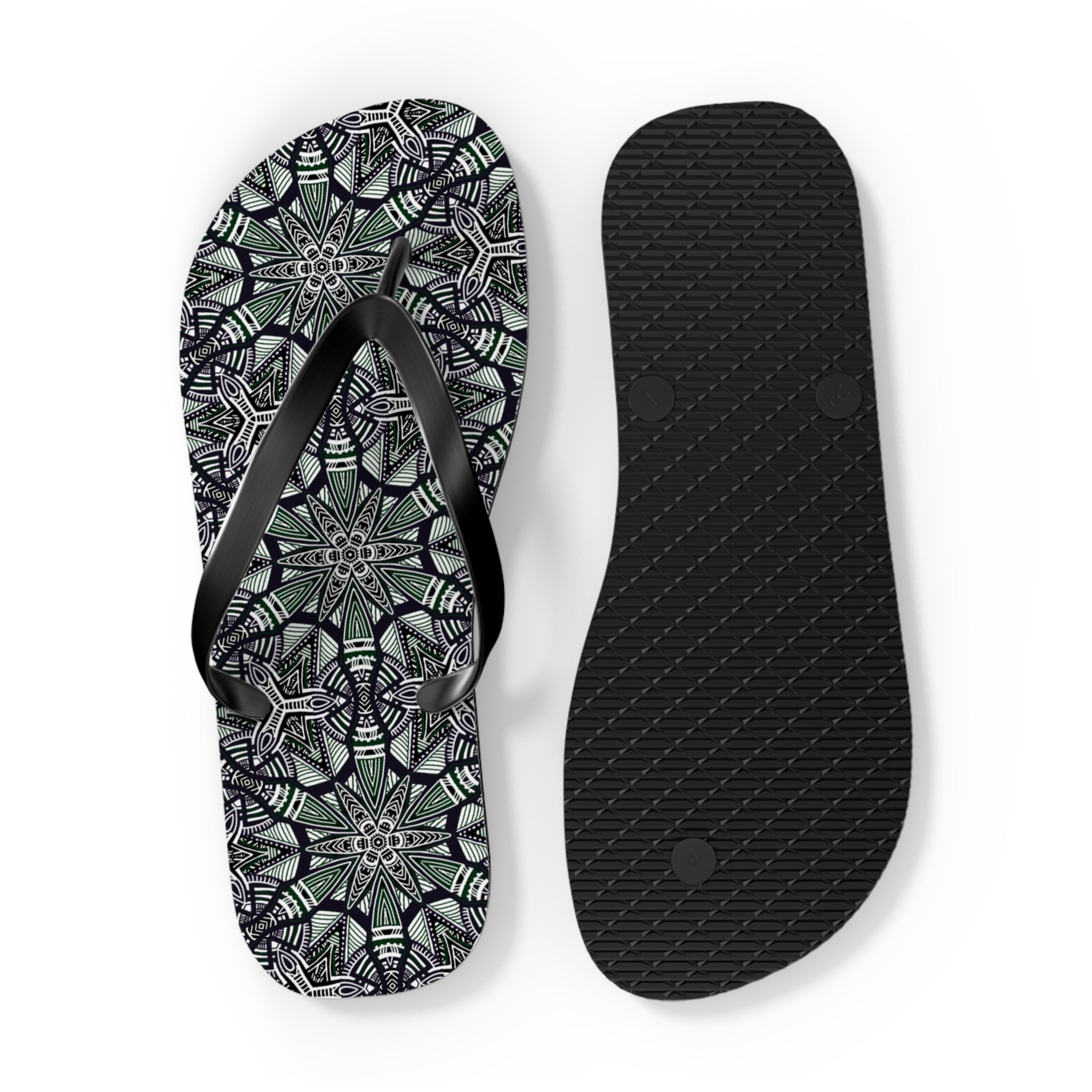 Mandala Kaleidoscope Flip Flops — Patterned Summer Beach Sandals #h976479
