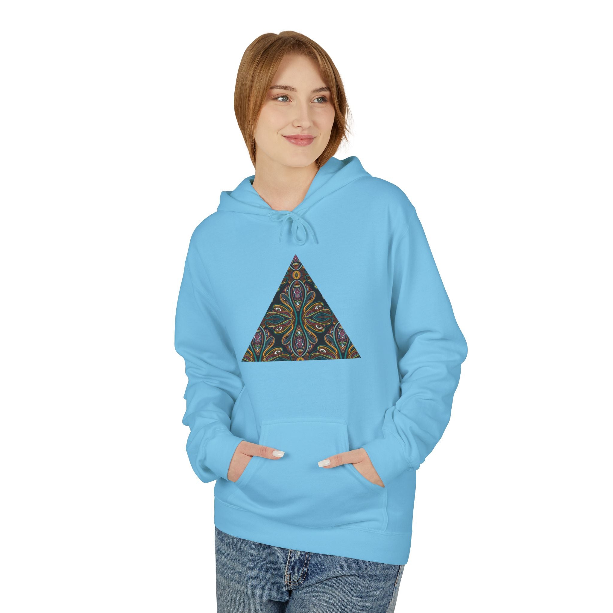 Geometric Mosaic Triangle Hoodie — Decorative Pattern Pullover #i865678