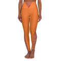 High-Waist Red Yoga Leggings with Orange Swirl Accent — Sculpting Activewear #h97356