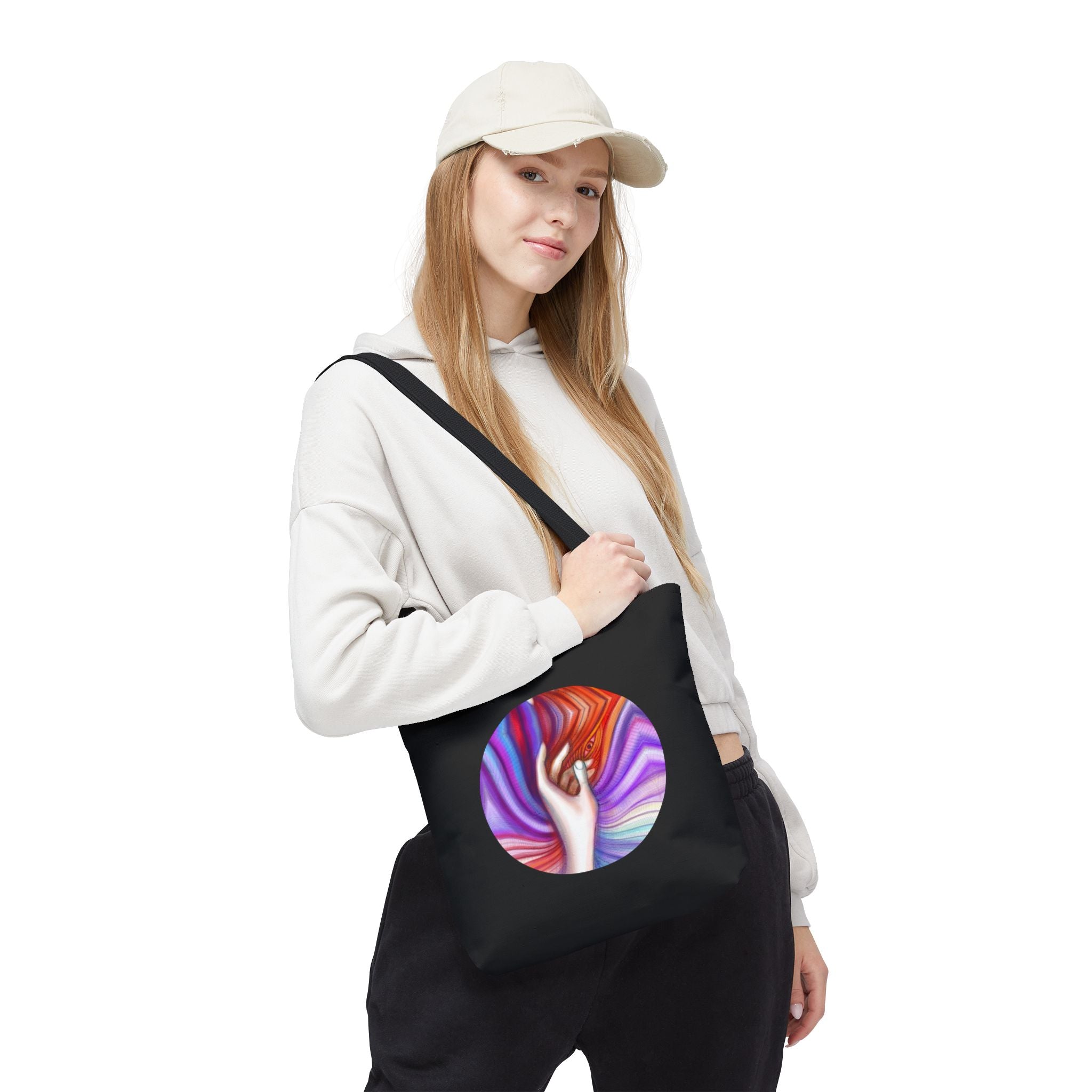 Mystic Wave Tote Bag — Colorful Hand & Psychedelic Swirl Art #sf146873