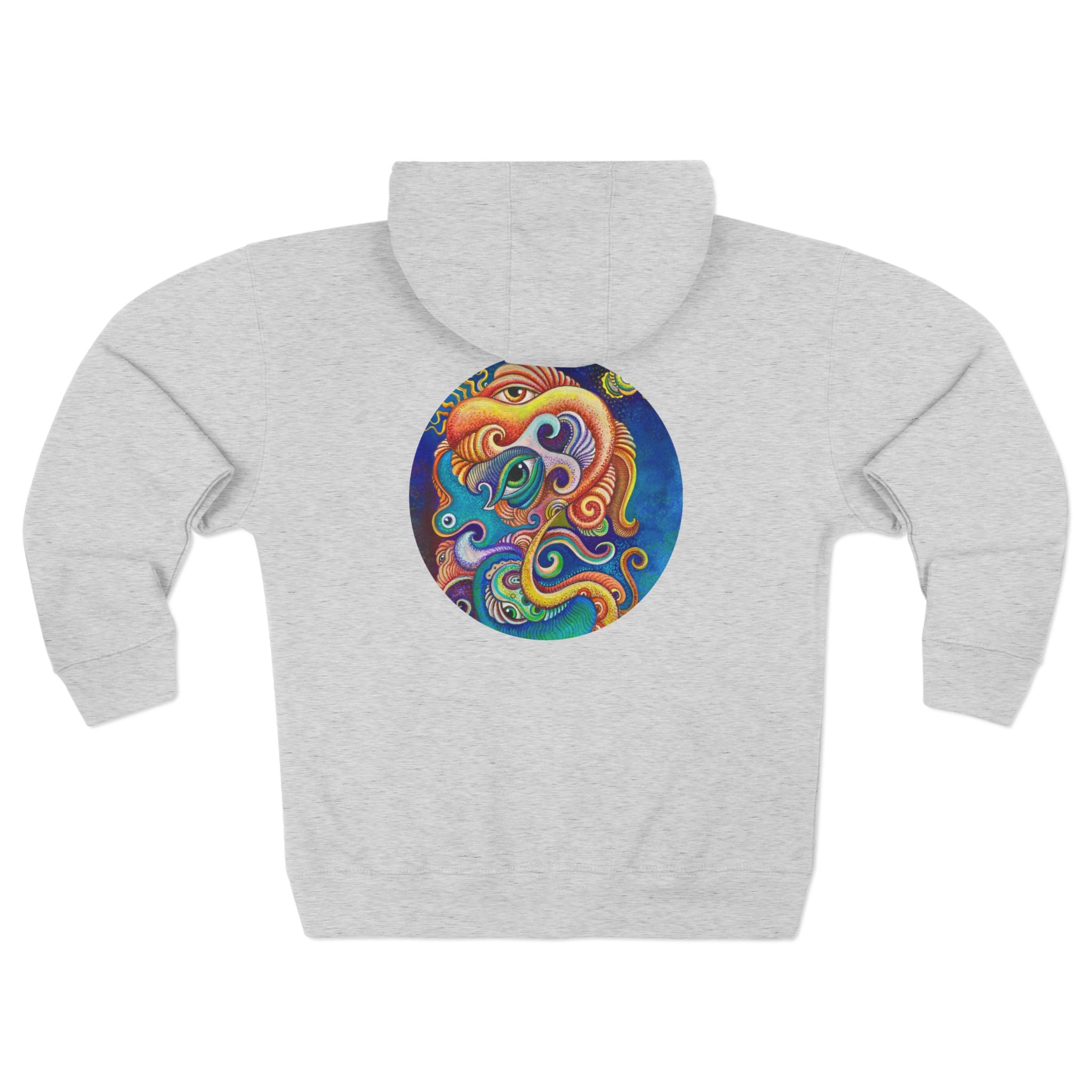 Zip Hoodie with Colorful Psychedelic Triangle & Mandala Back — Vibrant Abstract Art Zip-Up  #cp2680