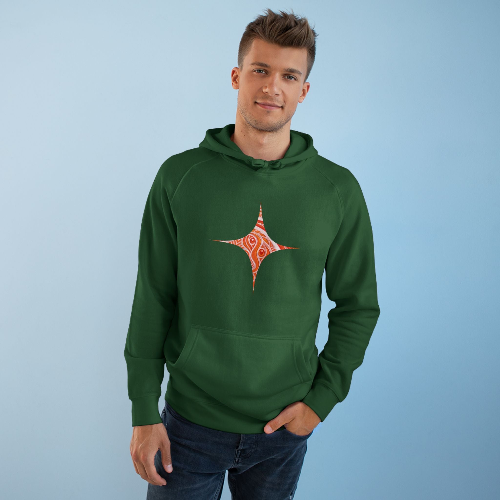 Keyhole & Diamond Pattern Hoodie — Abstract Red Paisley Graphic #yh099879