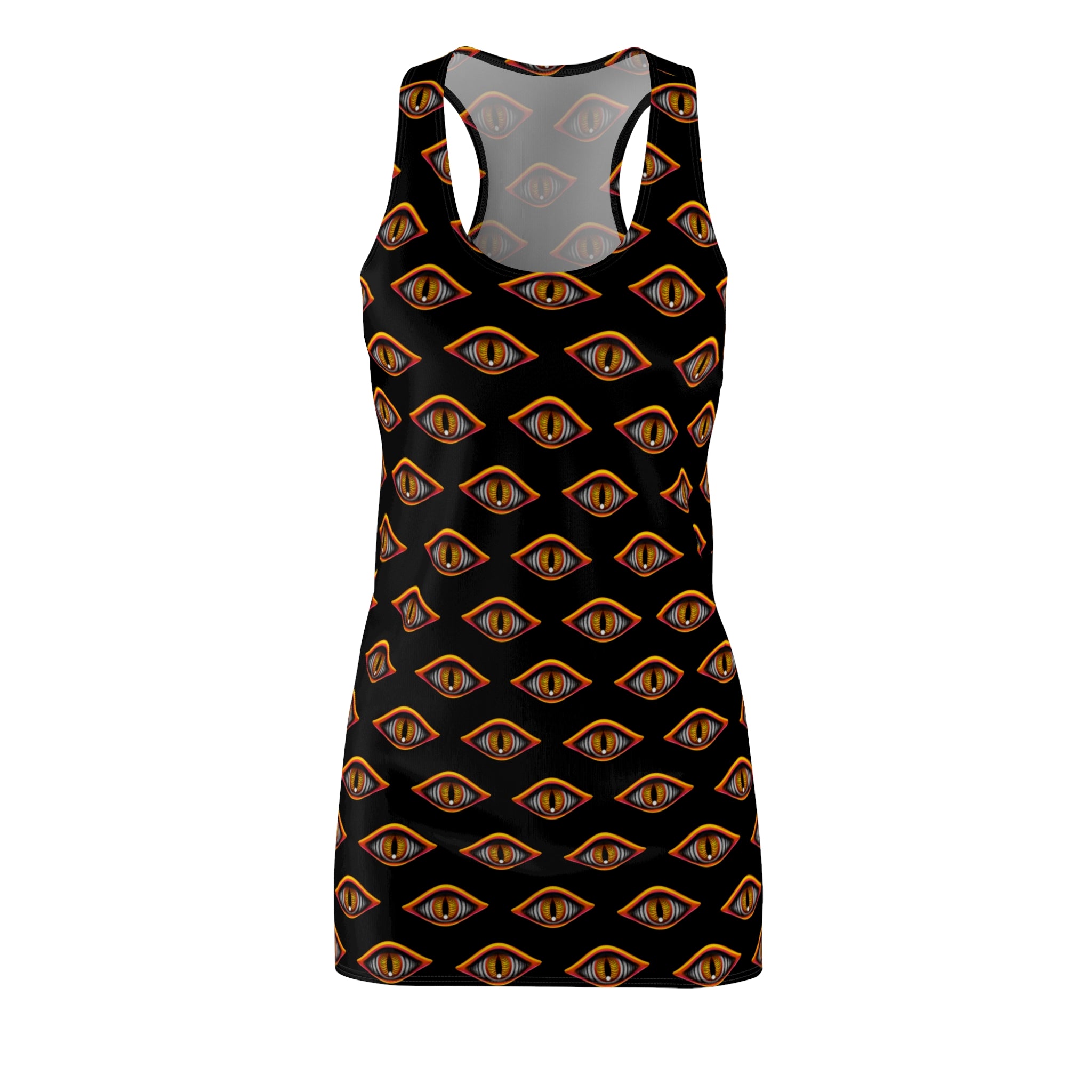 Racerback Dress — Golden Eye All-Over Print #de2316