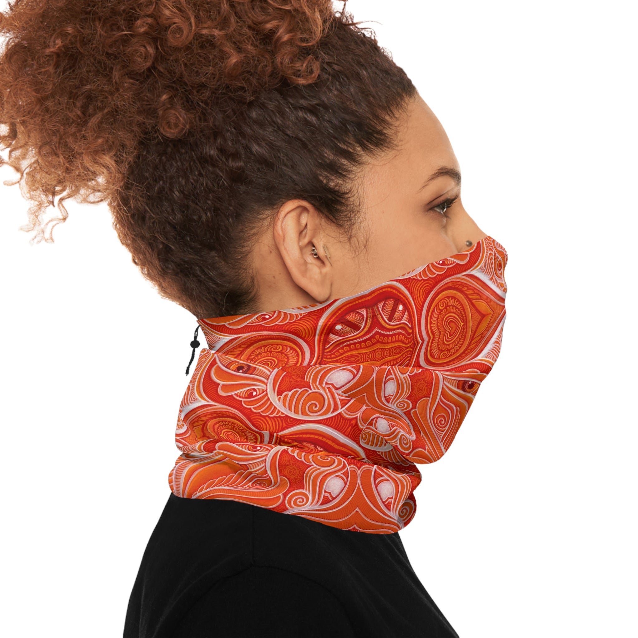Winter Neck Gaiter — Orange Retro Wave Thermal Face Mask with Drawstring #hn984319