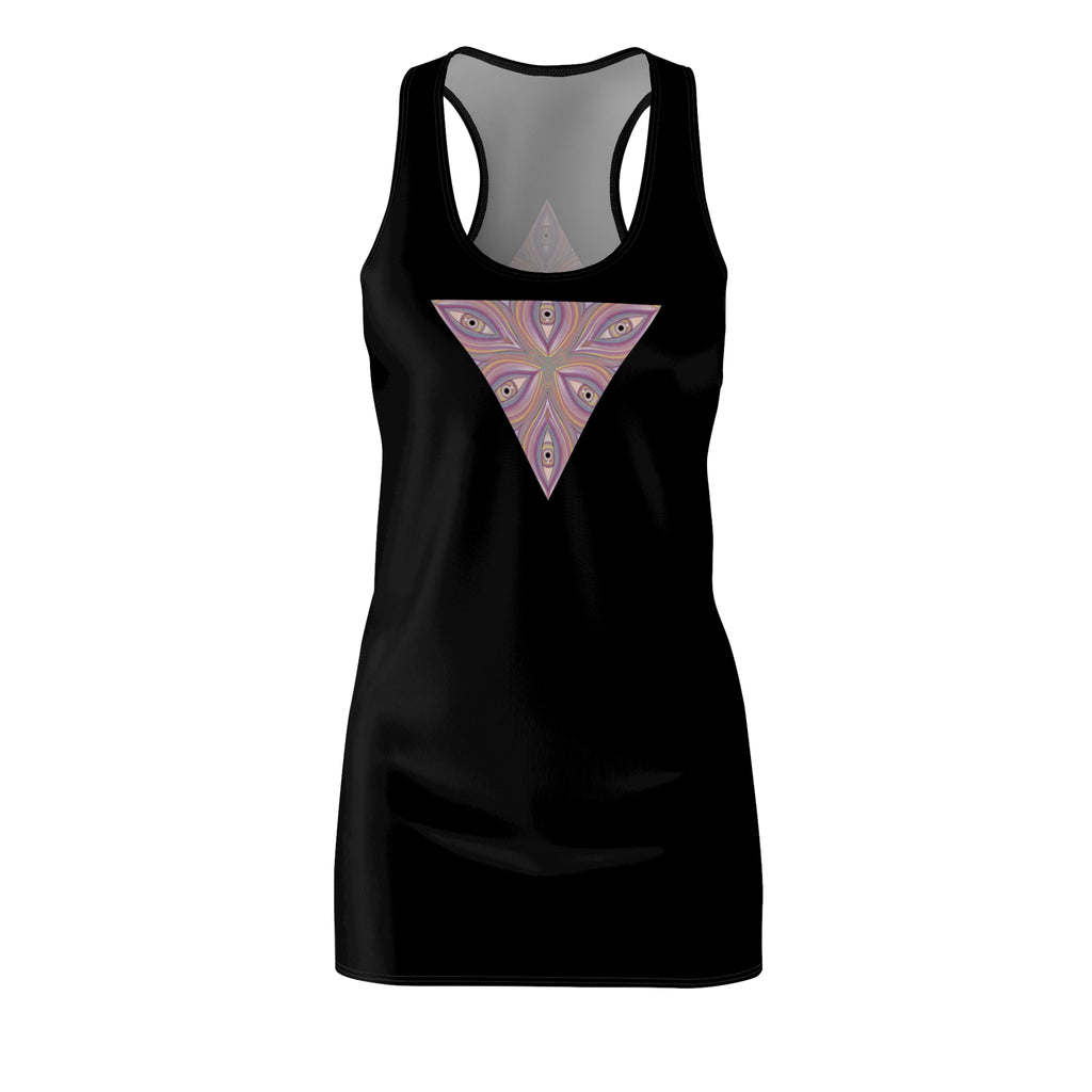 Racerback Dress with Pink Kaleidoscope Triangle Print #d111
