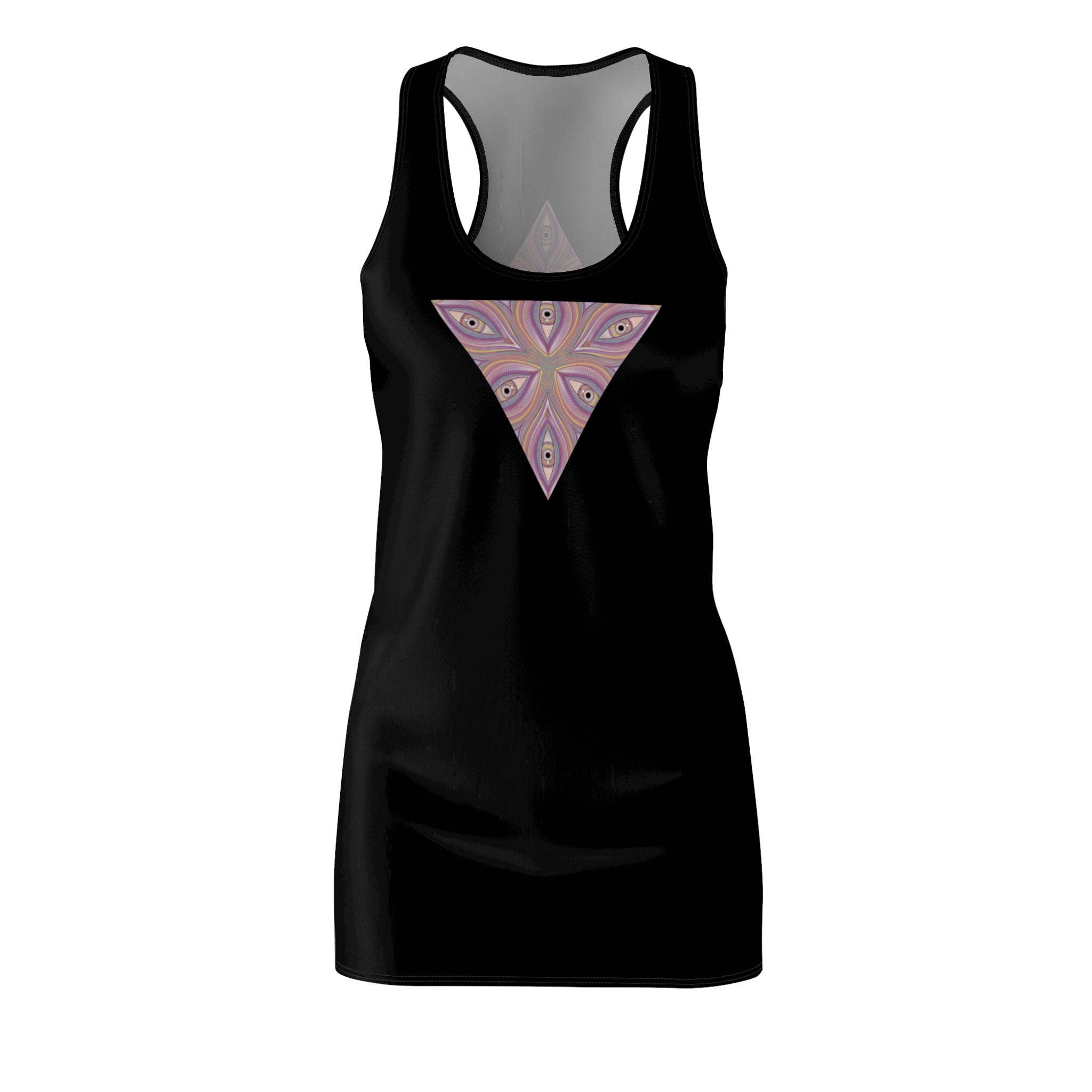 Racerback Dress with Pink Kaleidoscope Triangle Print #d111