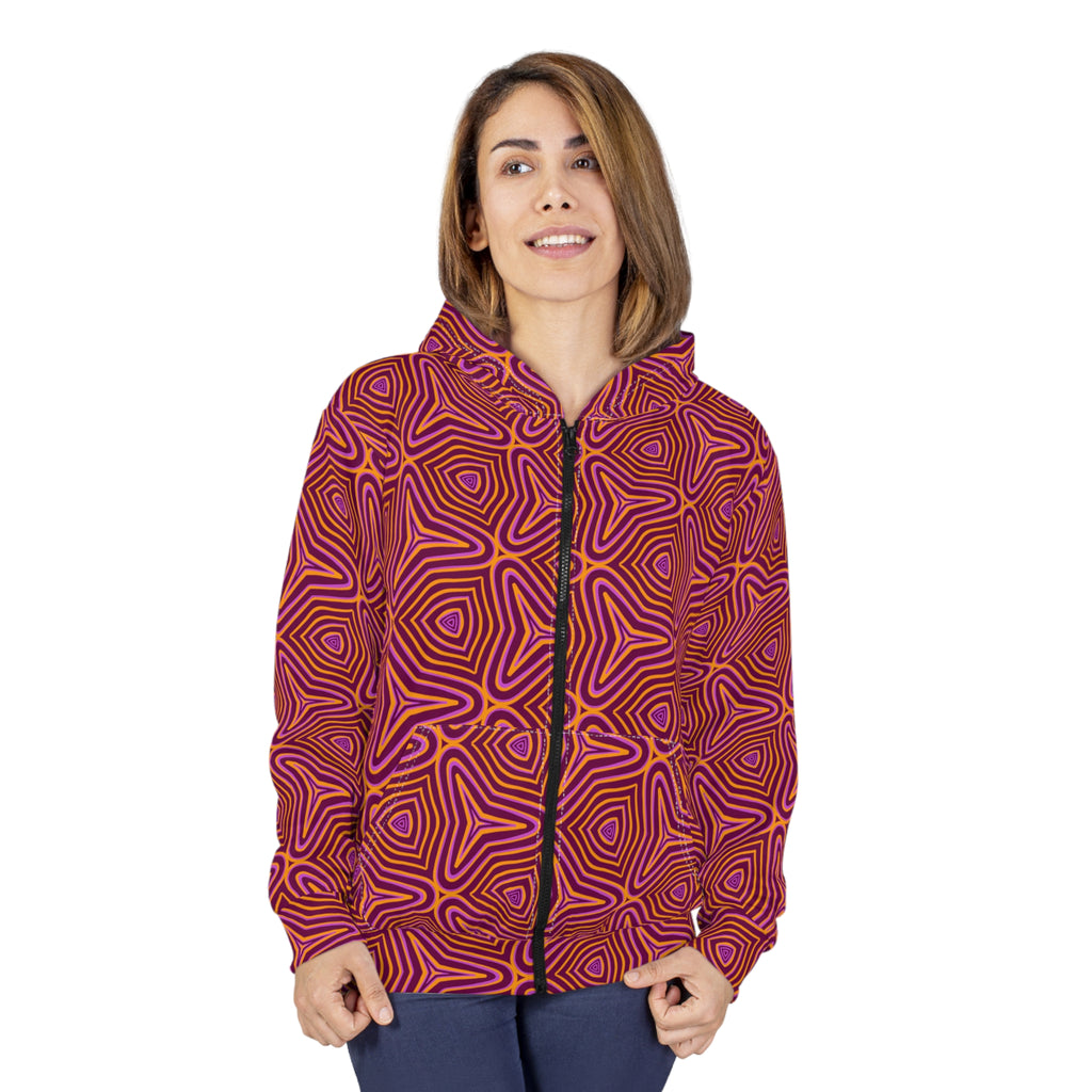 Psychedelic Geo Pattern Zip Hoodie #s65367i