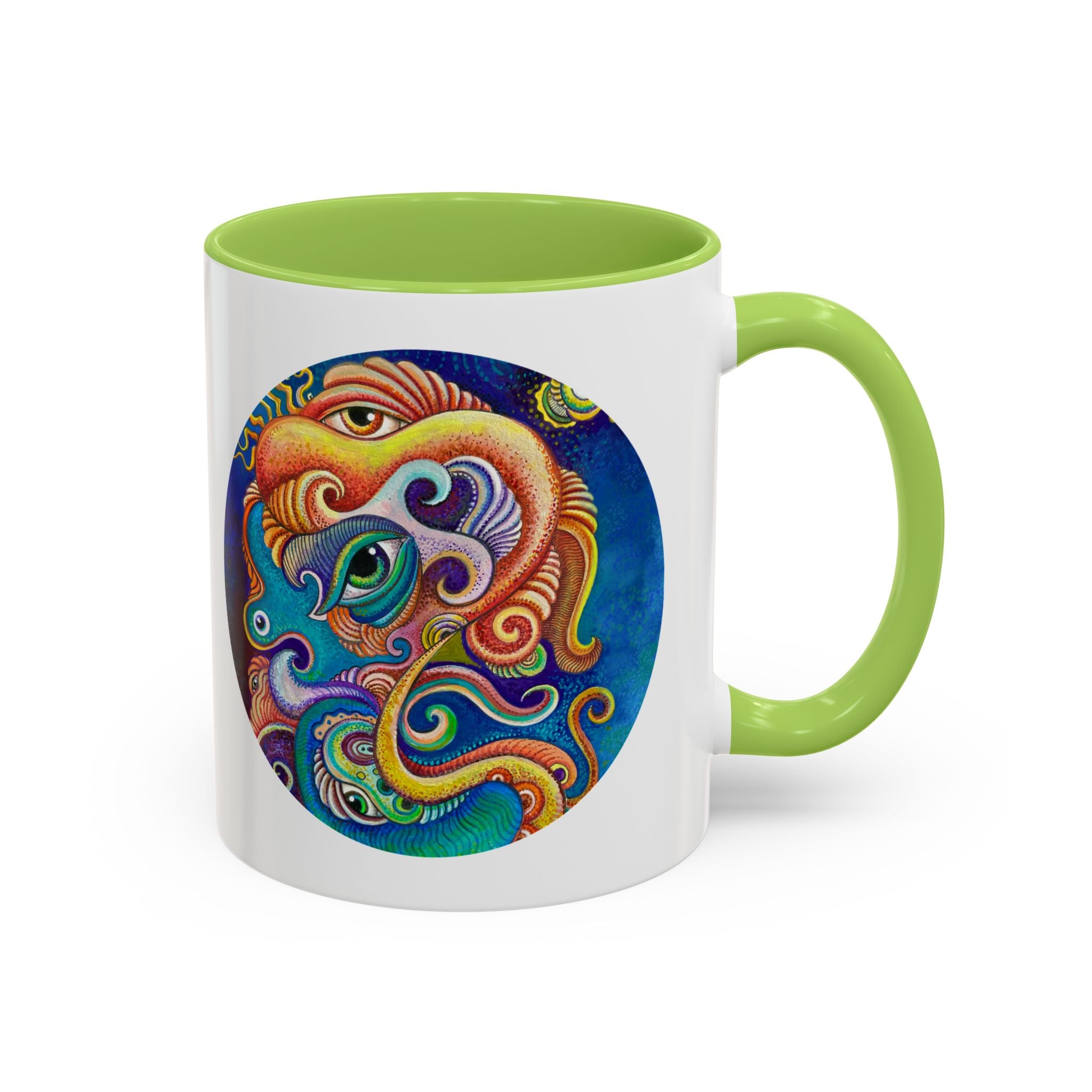 Colorful Abstract Fish Circle Mug | Accent Coffee Mug