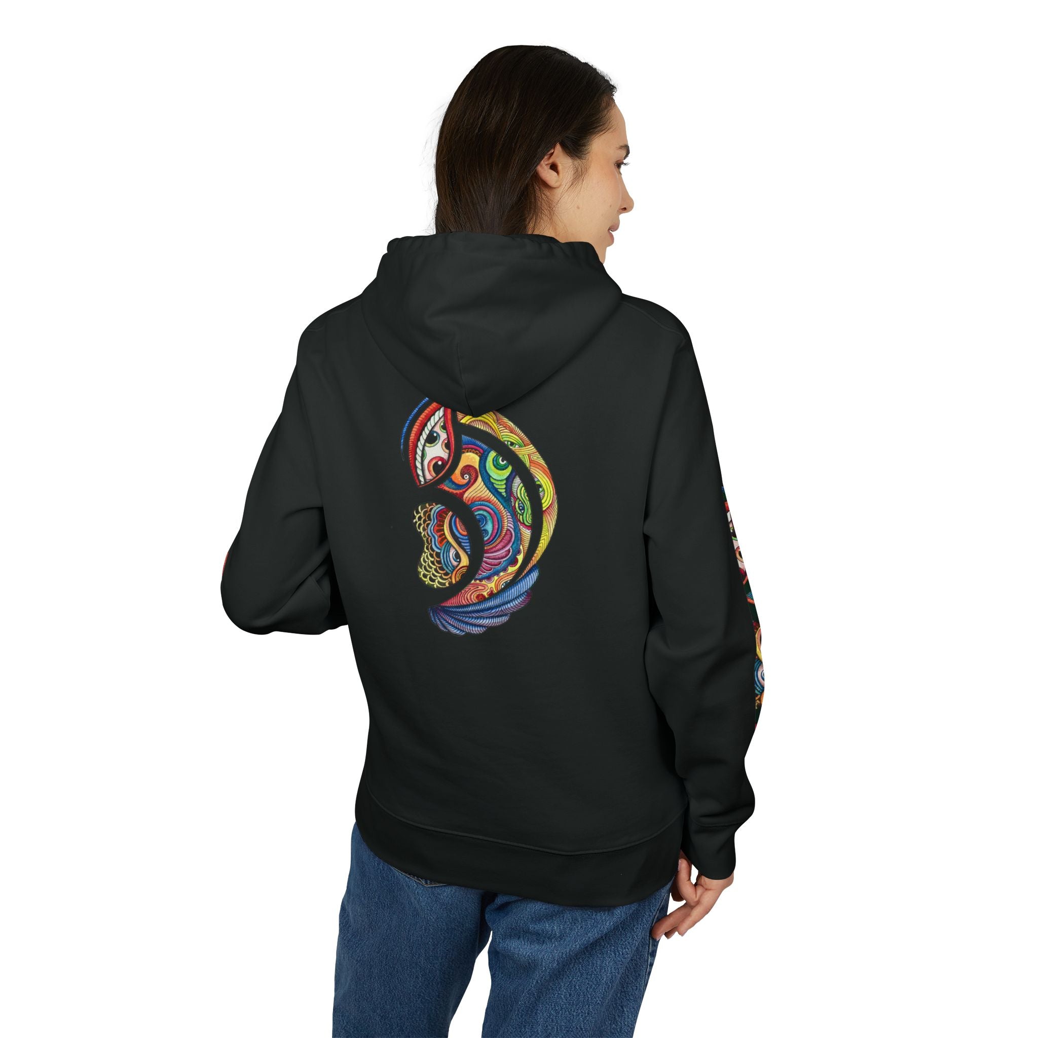 Graphic Hoodie — Colorful Psychedelic Lip & Swirl Design #h4334