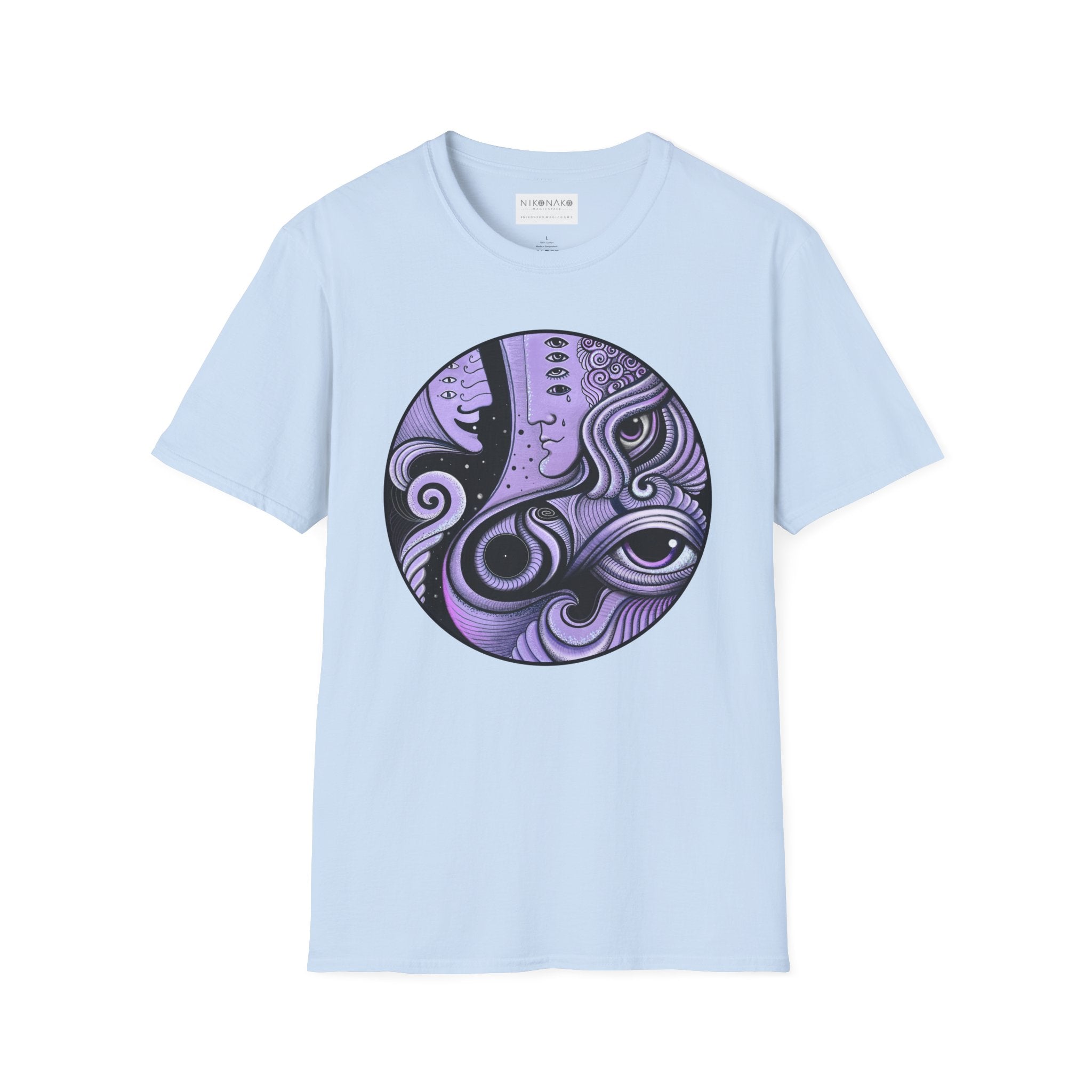 Abstract Purple Swirl Art T-Shirt | Psychedelic Keyhole Design