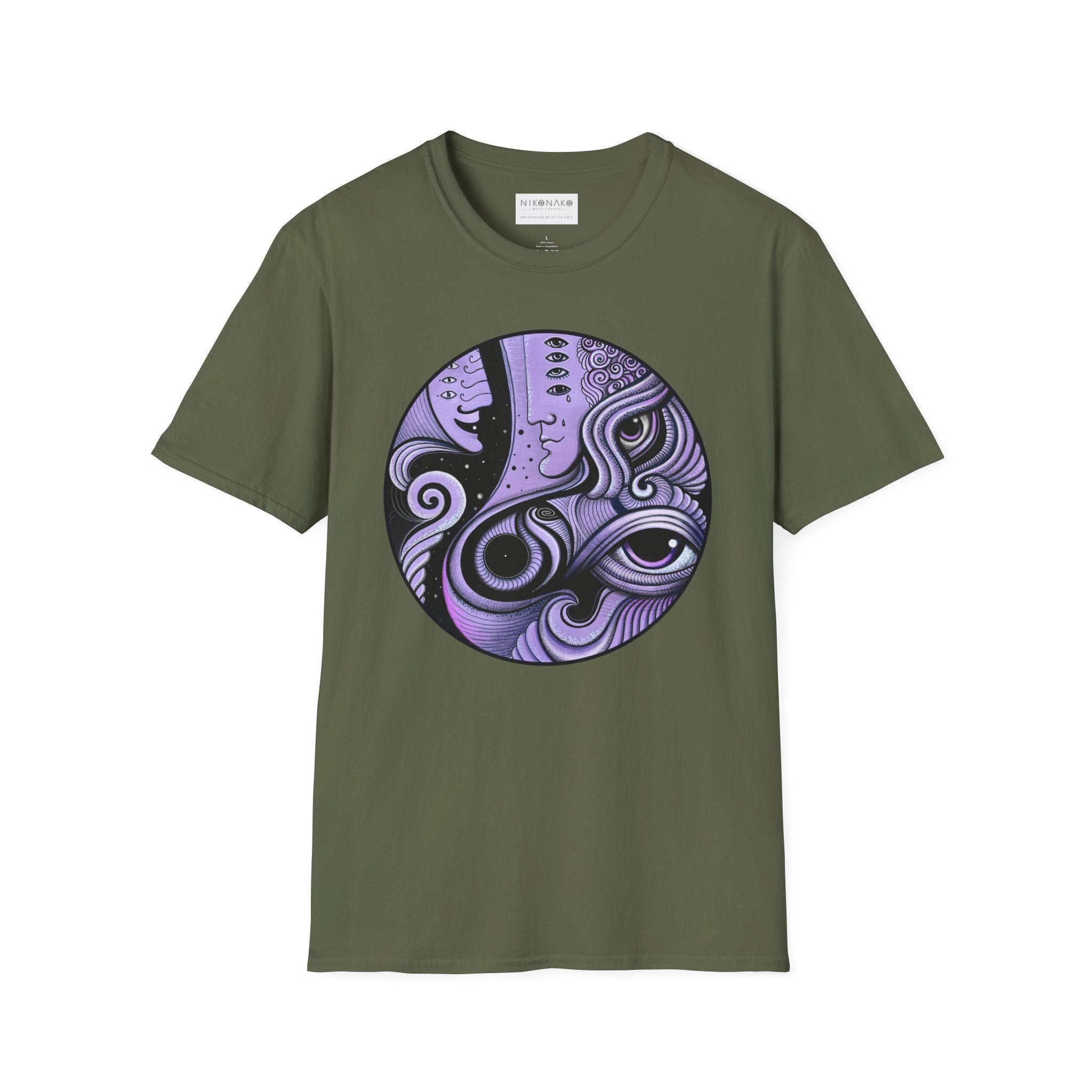 Abstract Purple Swirl Art T-Shirt | Psychedelic Keyhole Design