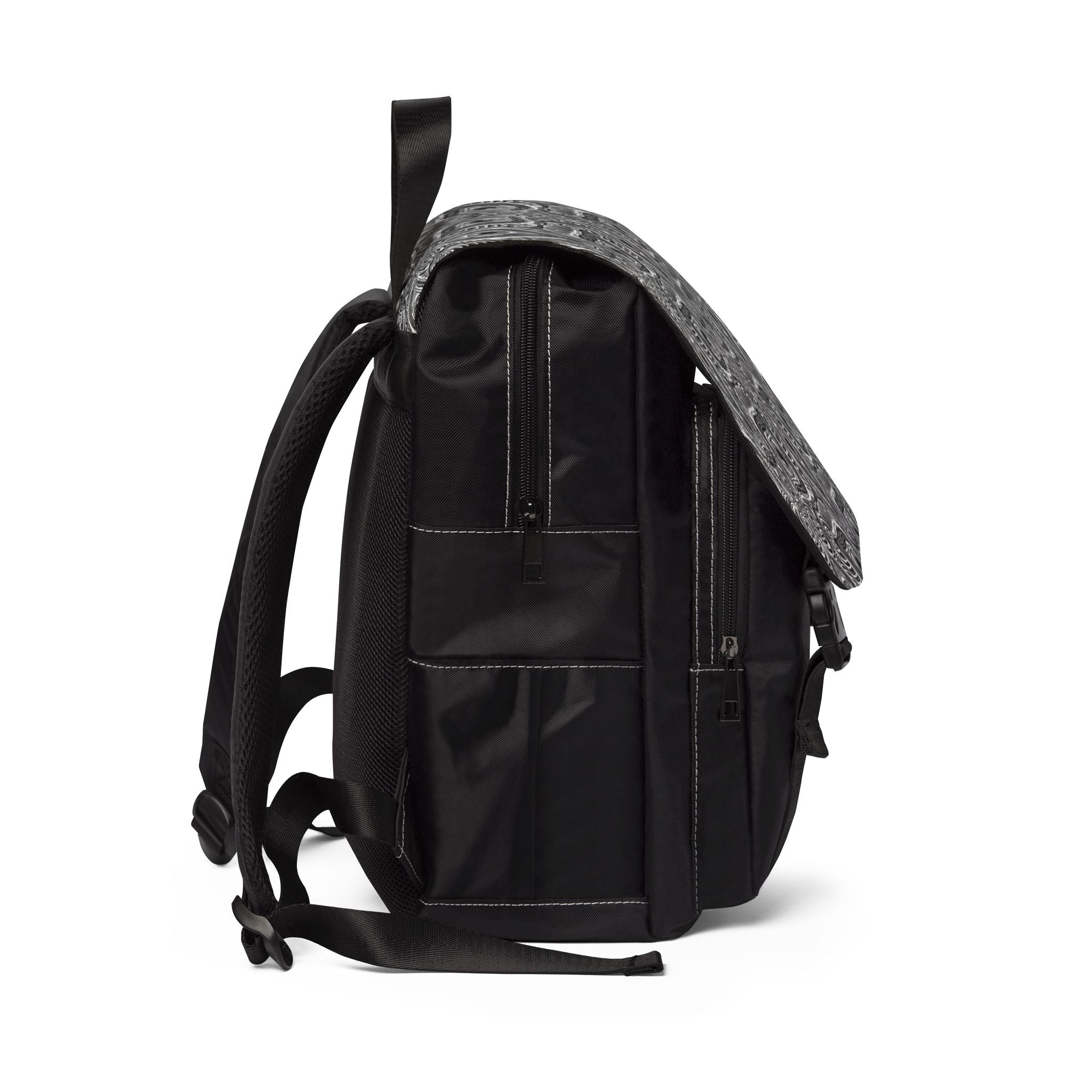 Peacock Feather Mandala Backpack – Black Patterned Casual Shoulder Bag #bb54