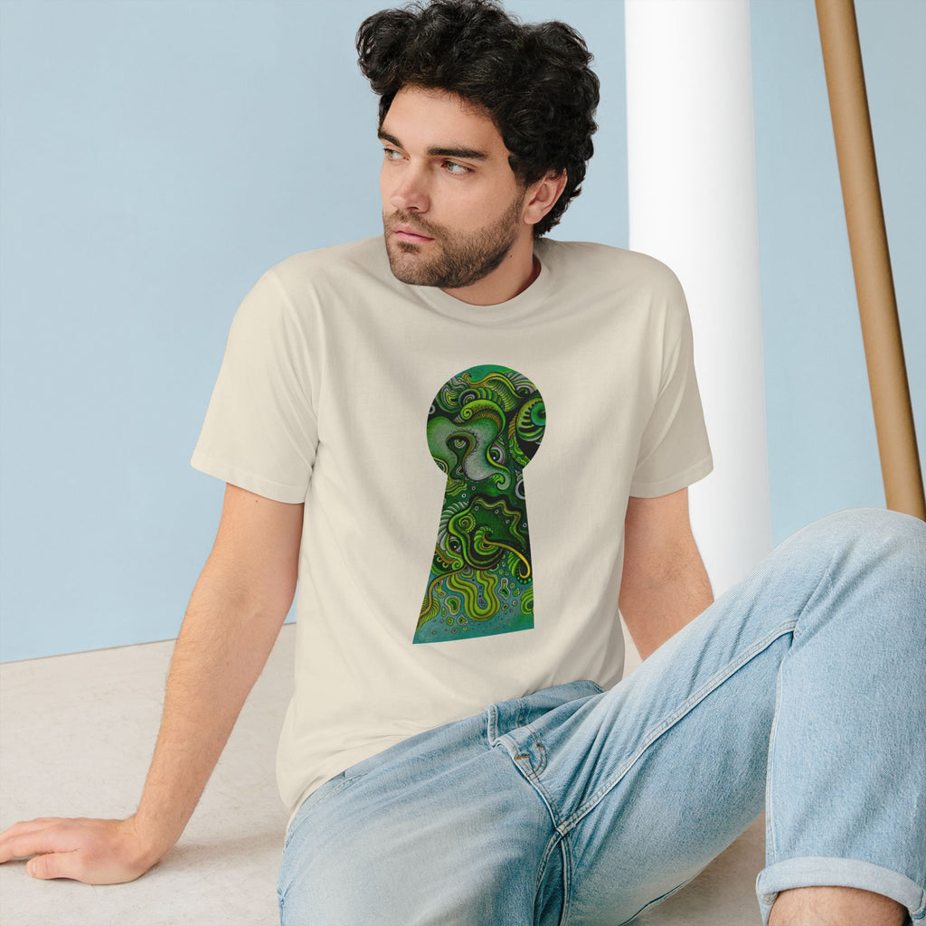 Keyhole Psychedelic T-Shirt — Green Abstract Art Tee #tsg219
