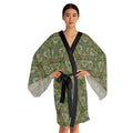 Green Floral Mandala Pattern Kimono Robe | Long Sleeve # kfm1