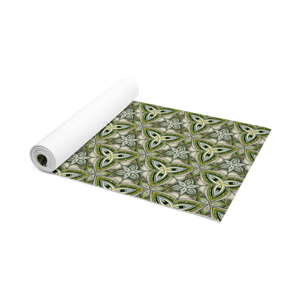 Green Celtic Pattern Yoga Mat — Foam Exercise & Pilates Mat #dgy55223