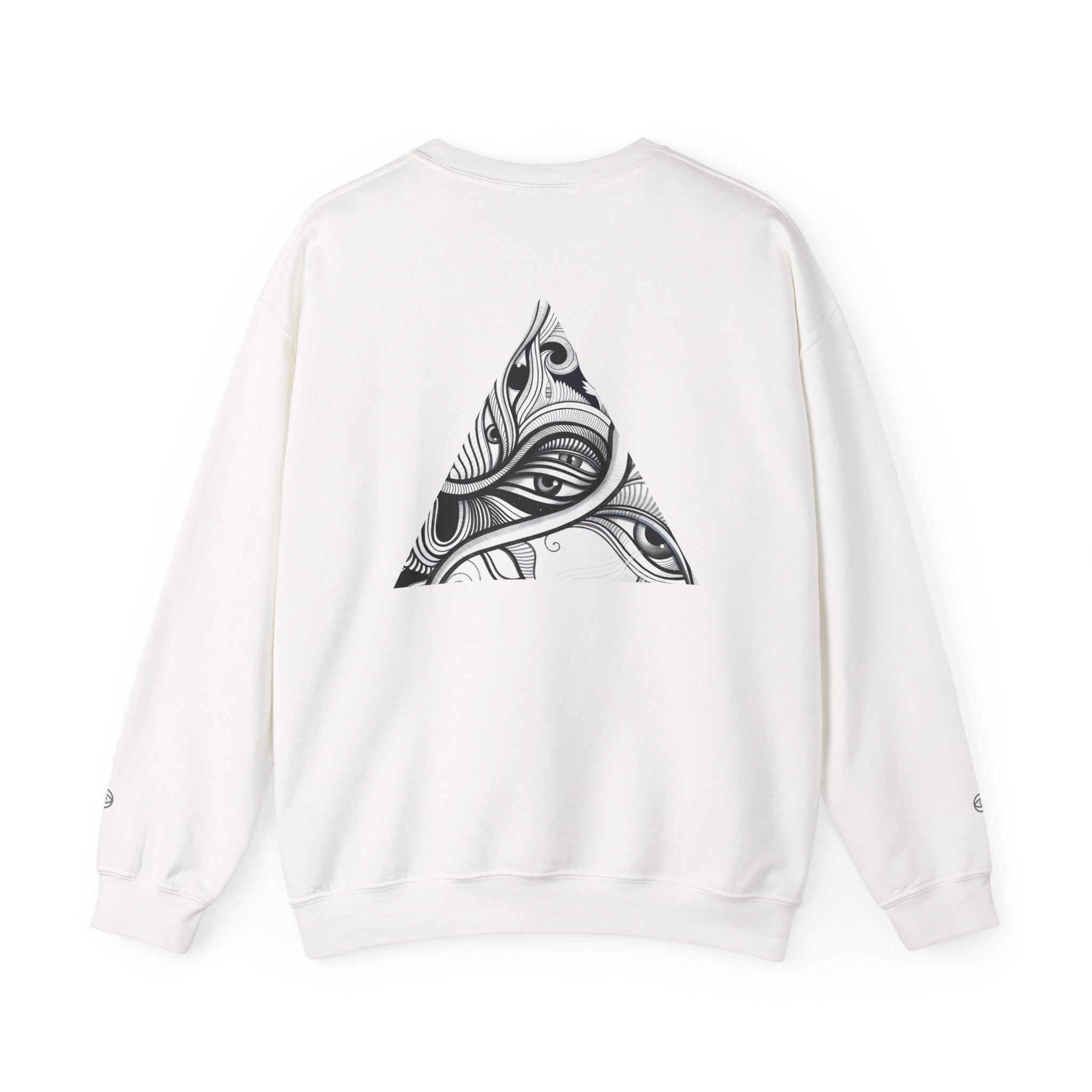 Crewneck Sweatshirt — Black & White Surreal Eye Keyhole Design #h5522168
