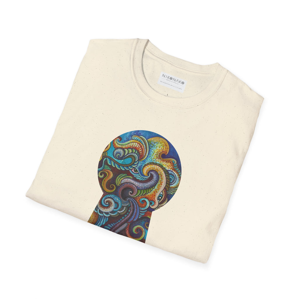 Psychedelic Keyhole T-Shirt — Colorful Swirl Art Tee #tsc8765