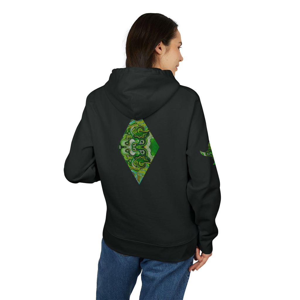 Green Geometric Nature Hoodie — Triangle Diamond Forest Graphic #iyf874322
