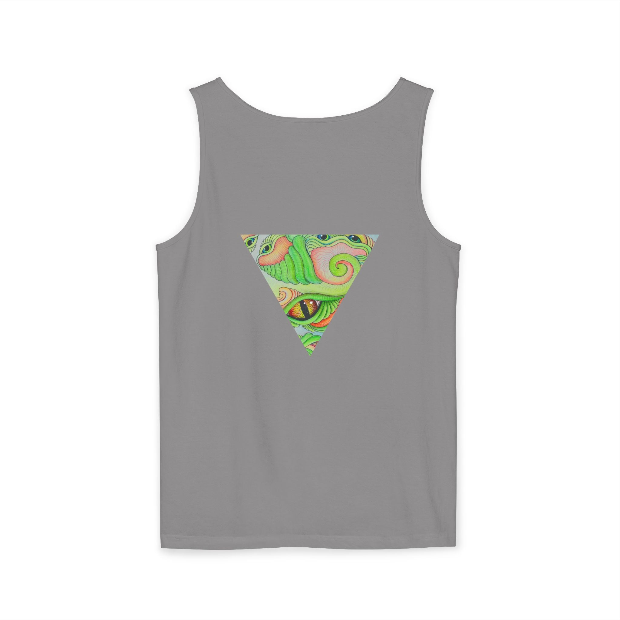 Psychedelic Triangle Tank Top — Green Swirl Eye Graphic #hg772225566