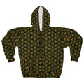 Kaleidoscope Geo Zip Hoodie — Olive Gold All-Over Print #u975567