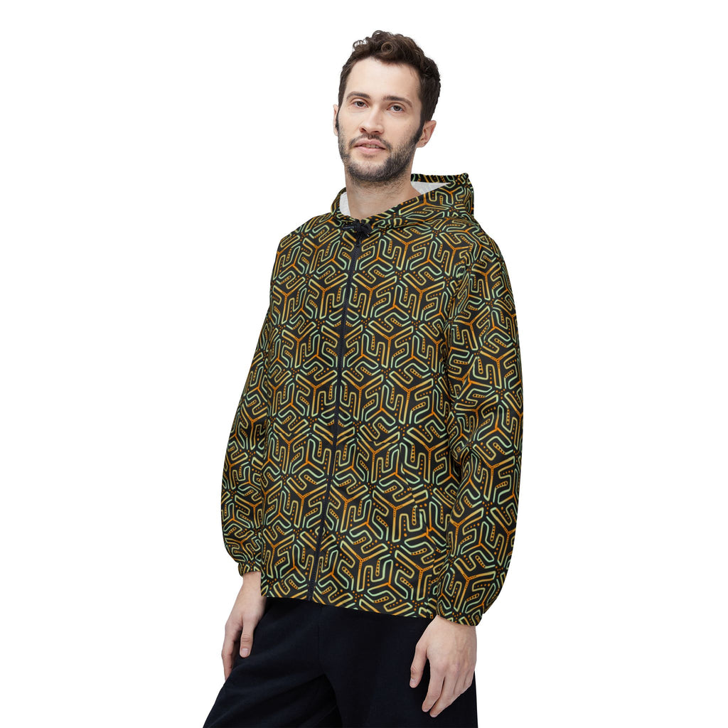 Geometric Maze Print Windbreaker Jacket #wj2
