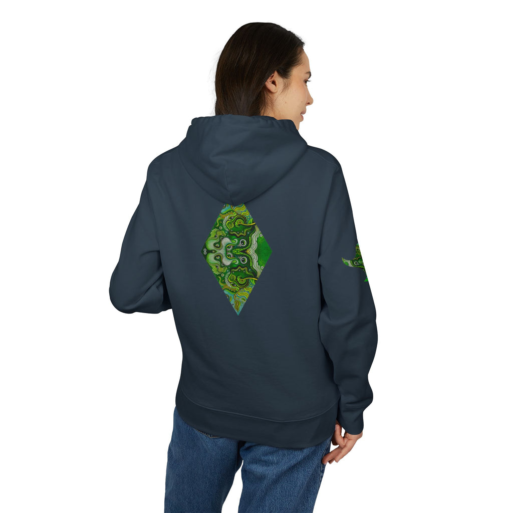 Green Geometric Nature Hoodie — Triangle Diamond Forest Graphic #iyf874322