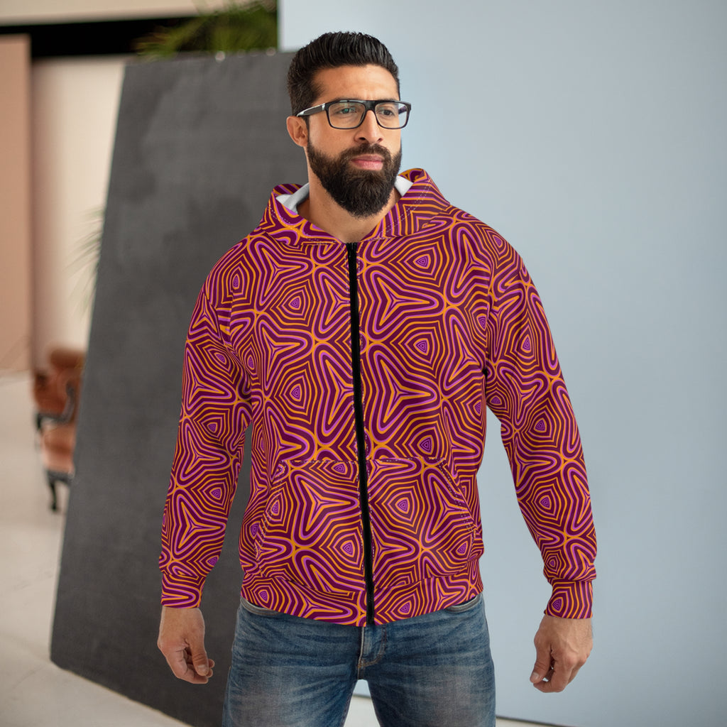 Psychedelic Geo Pattern Zip Hoodie #s65367i