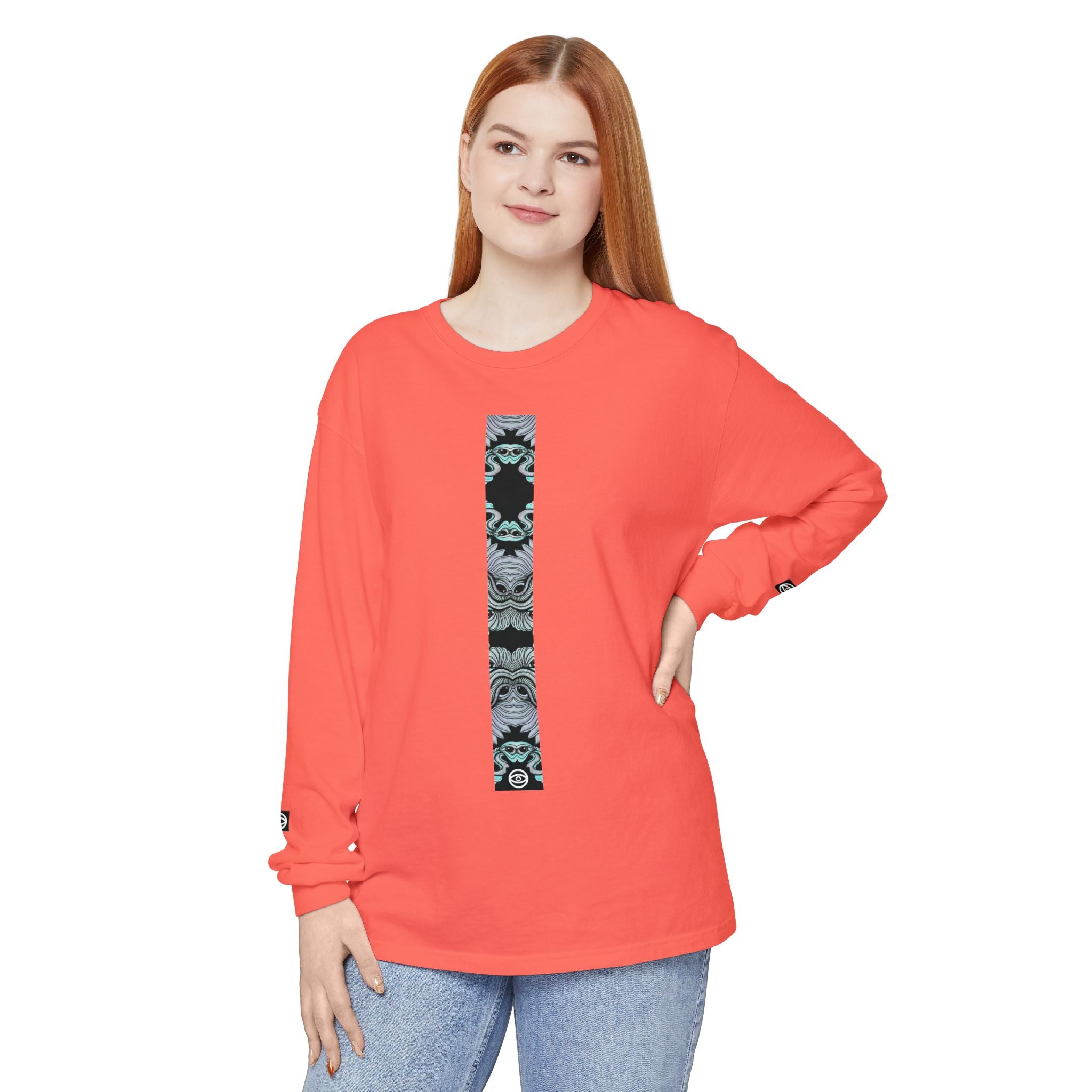 Men's/Women's Long Sleeve T-Shirt — Vertical Geometric Stripe Graphic #kjgd64258