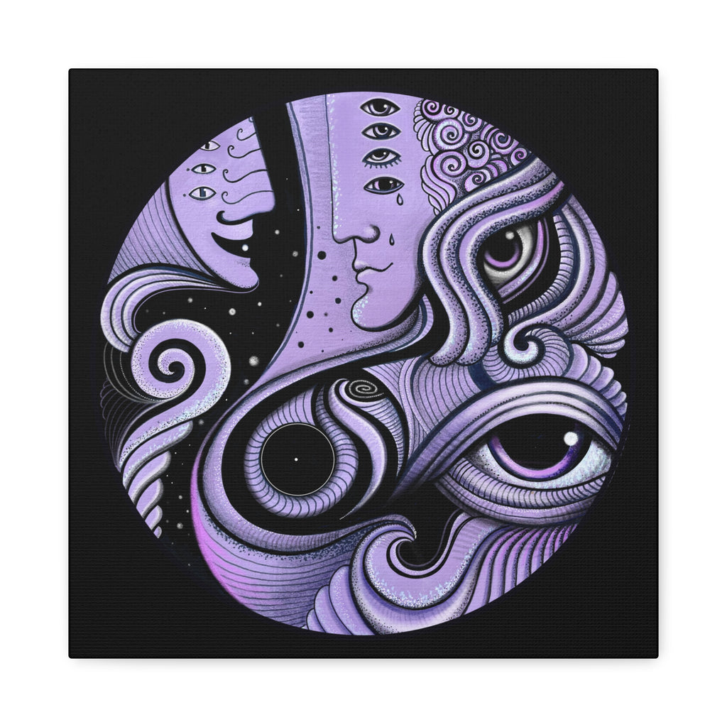 Psychedelic Moon Face Canvas | Matte Stretched Wall Art