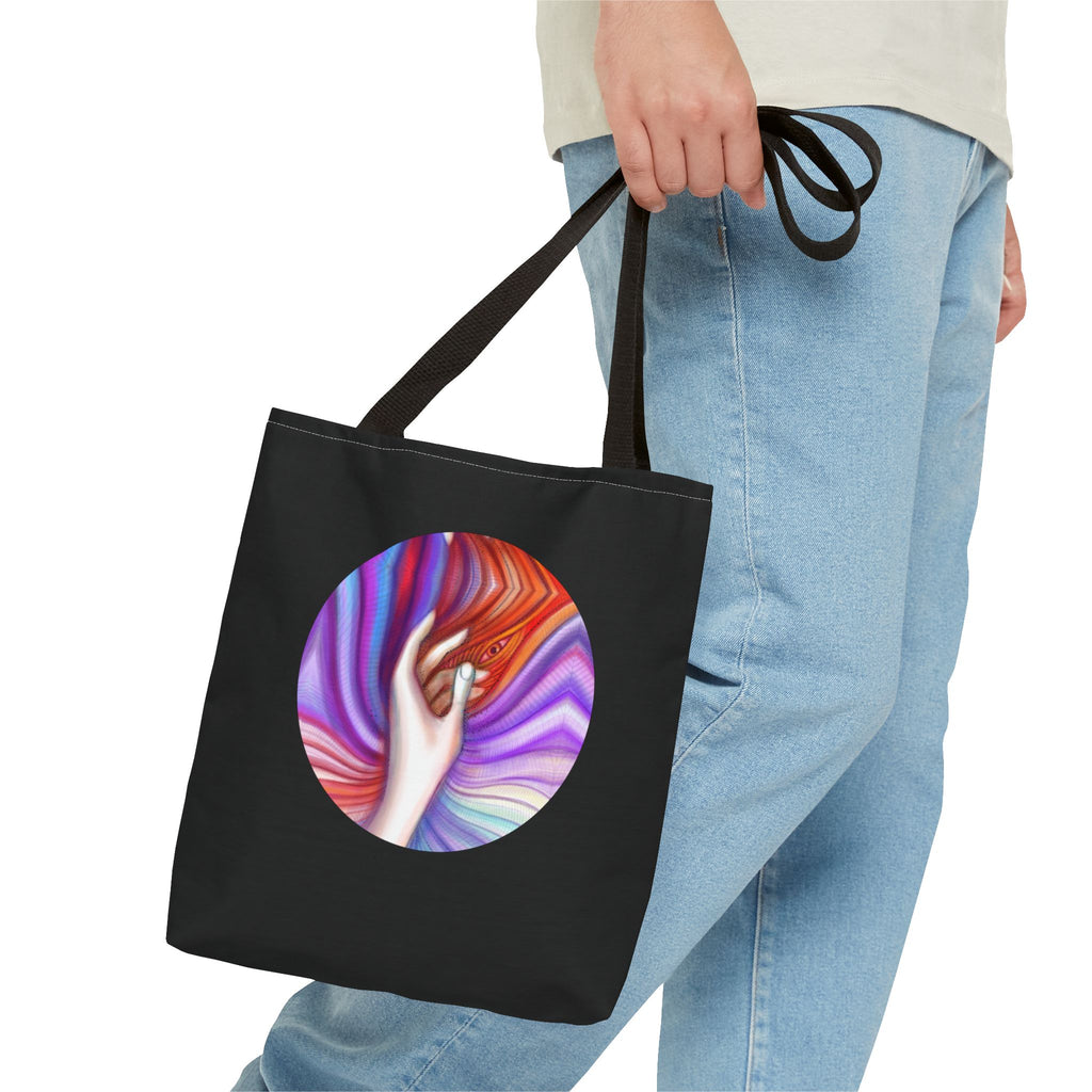 Mystic Wave Tote Bag — Colorful Hand & Psychedelic Swirl Art #sf146873